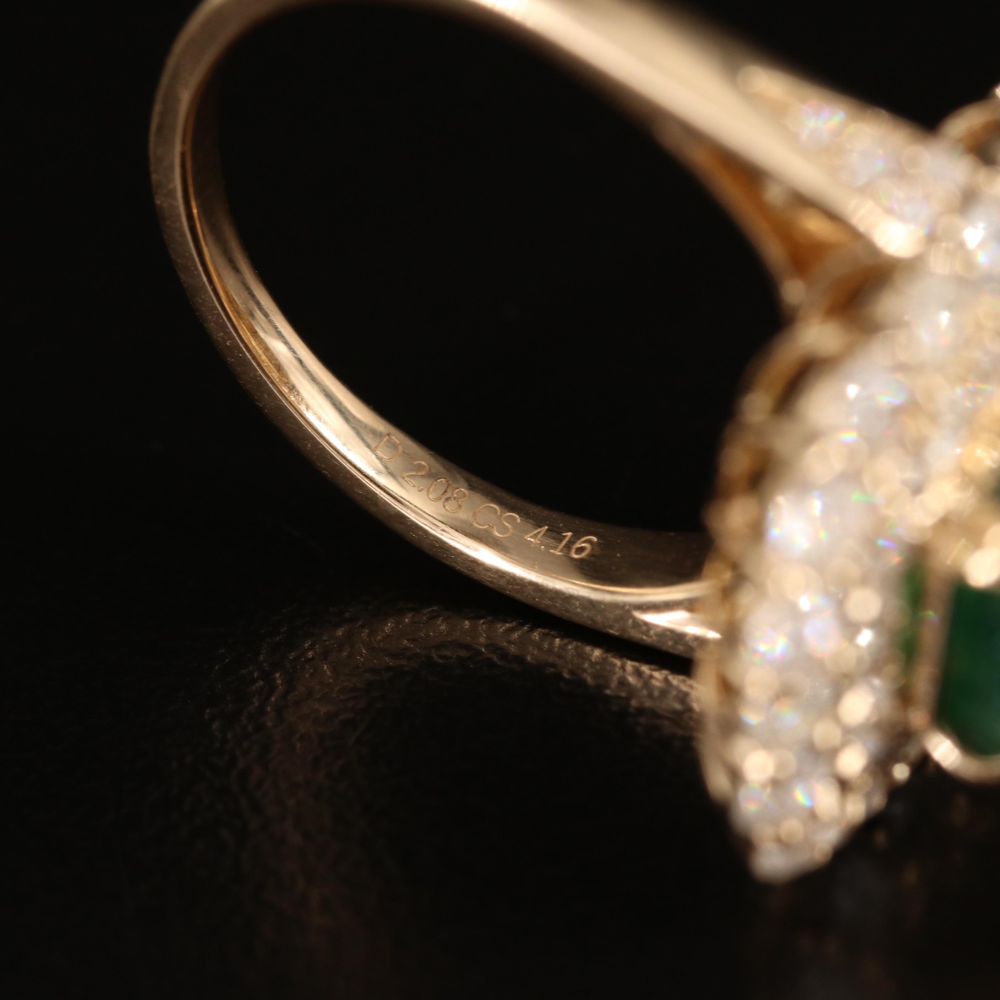 14K 4.16 CT Emerald and 2.08 CTW Diamond Ring