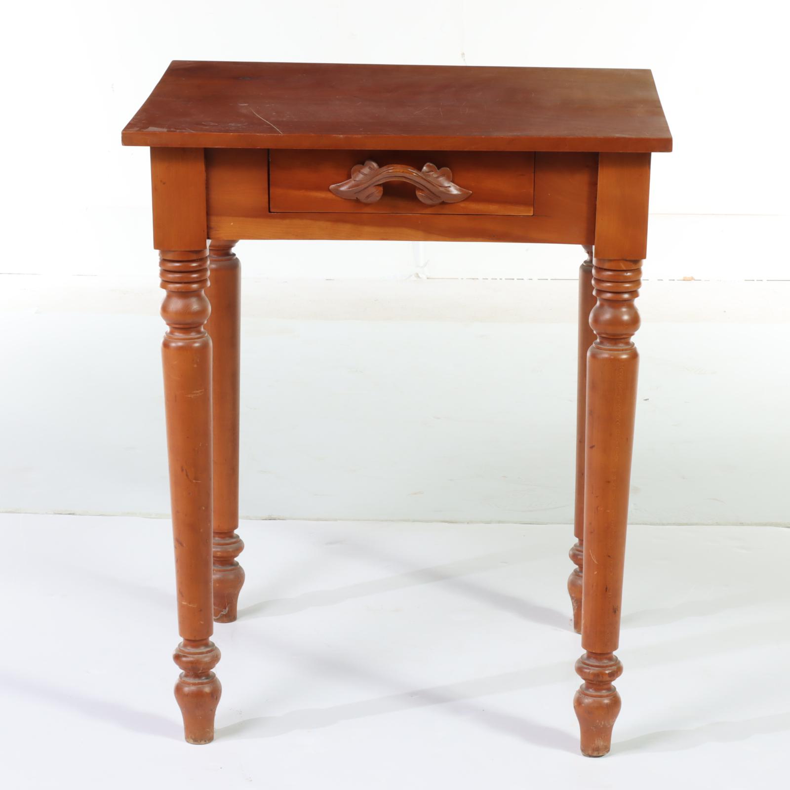 American Primitive Cherrywood Side Table, 19th Century