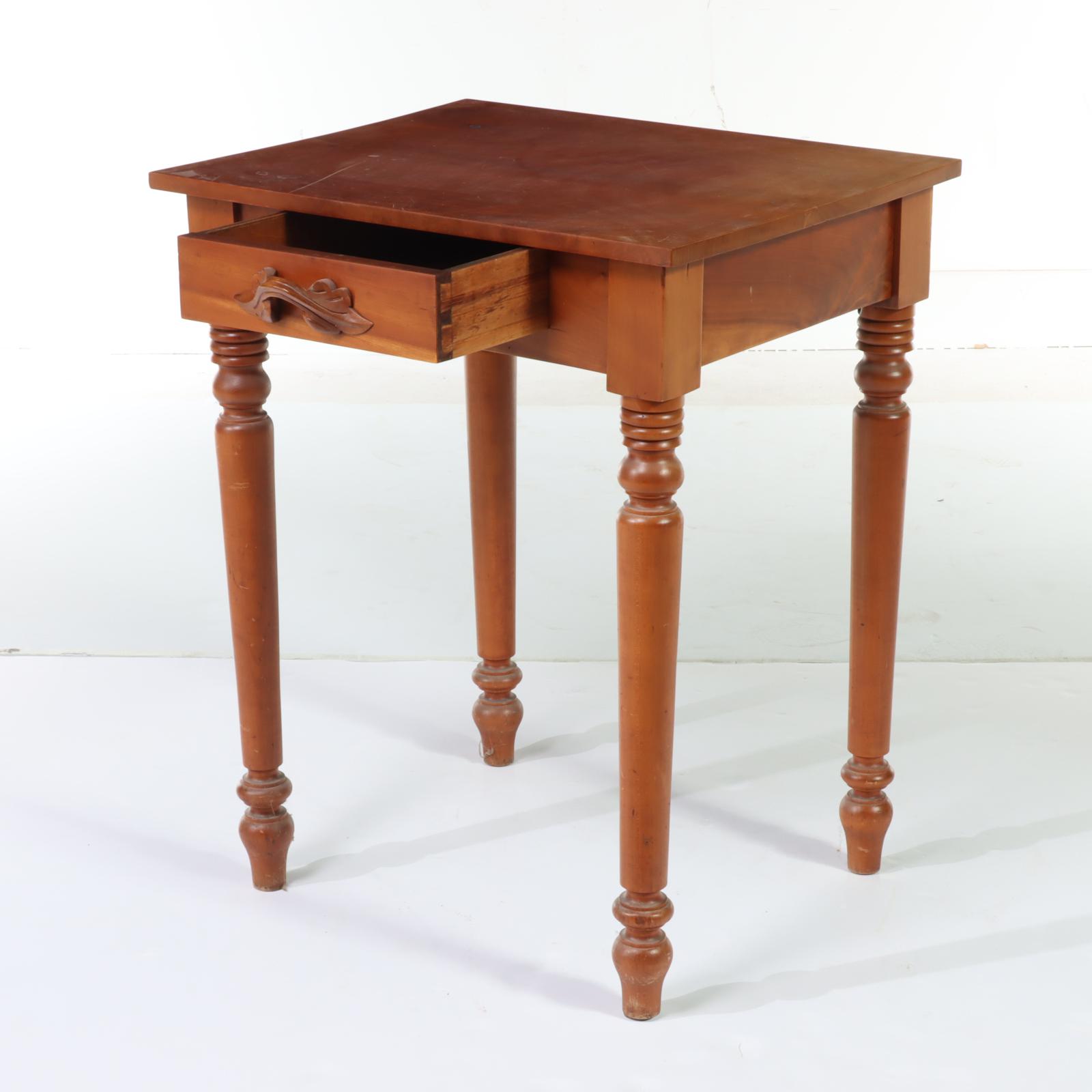 American Primitive Cherrywood Side Table, 19th Century