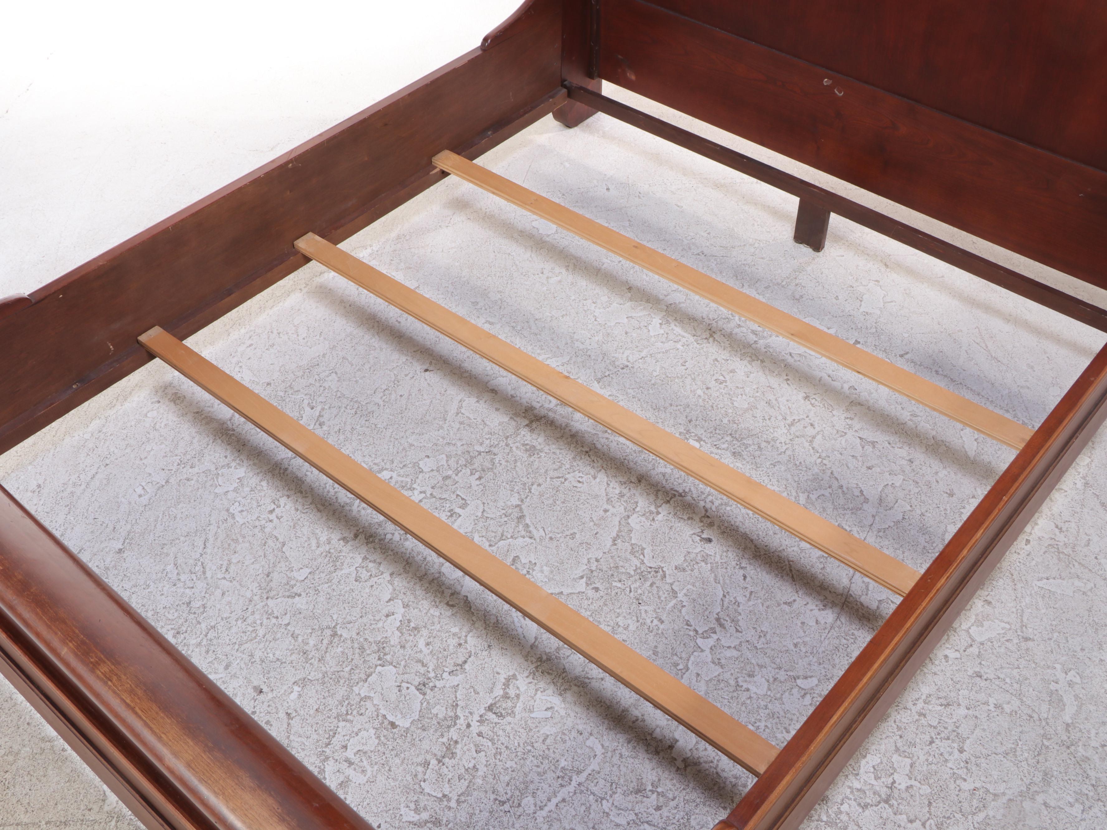 Louis Philippe Style Cherrywood and Maple Queen Size Sleigh Bed Frame