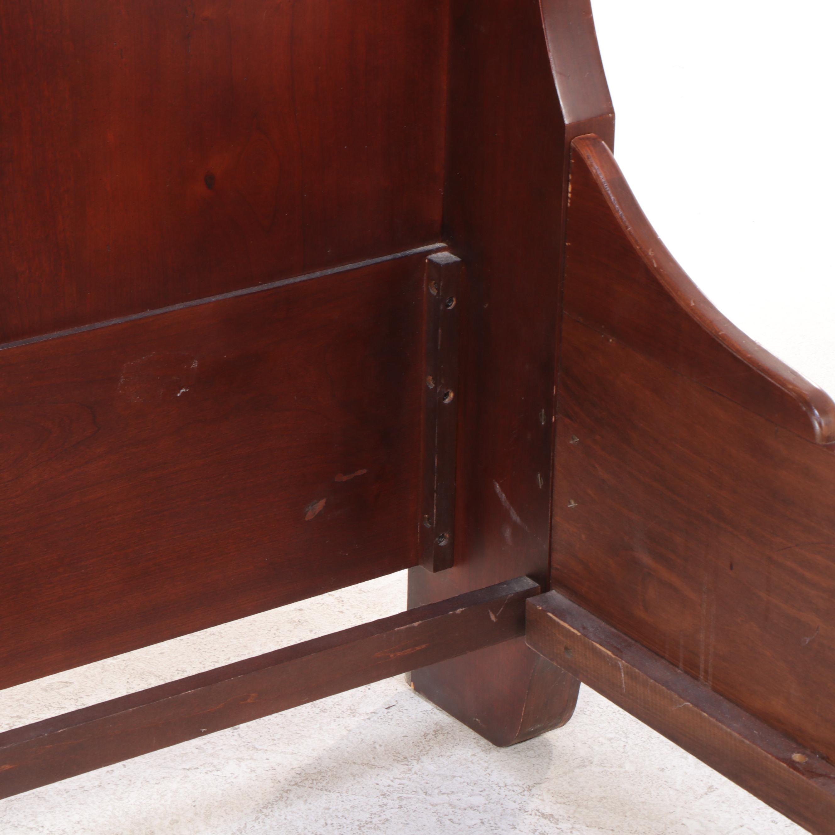 Louis Philippe Style Cherrywood and Maple Queen Size Sleigh Bed Frame