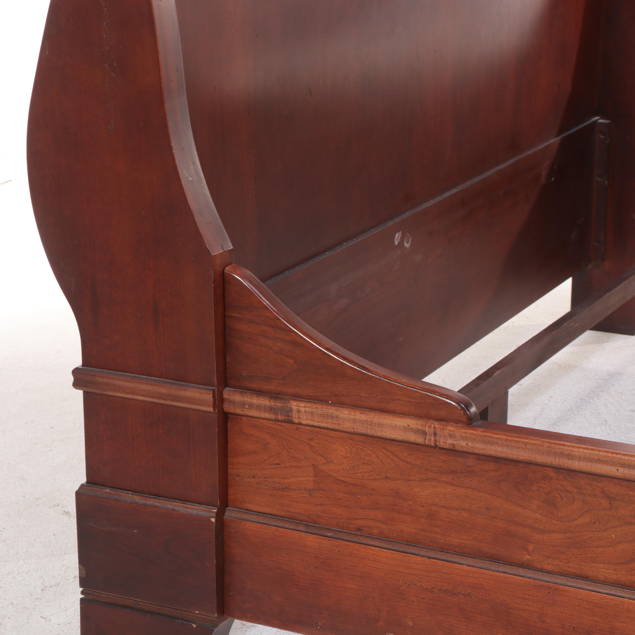 Louis Philippe Style Cherrywood and Maple Queen Size Sleigh Bed Frame