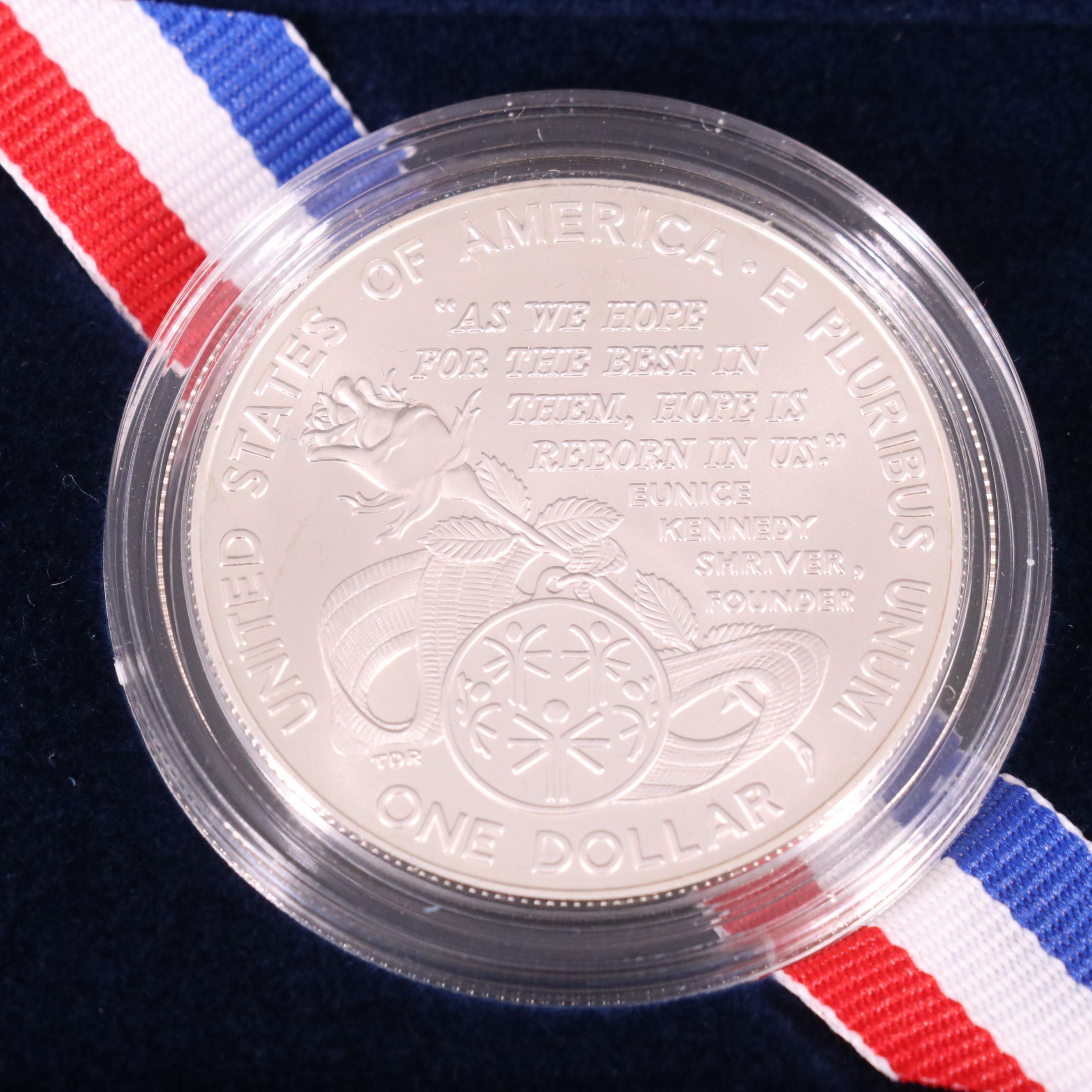 Four Modern Commemorative Olympics Silver Dollars