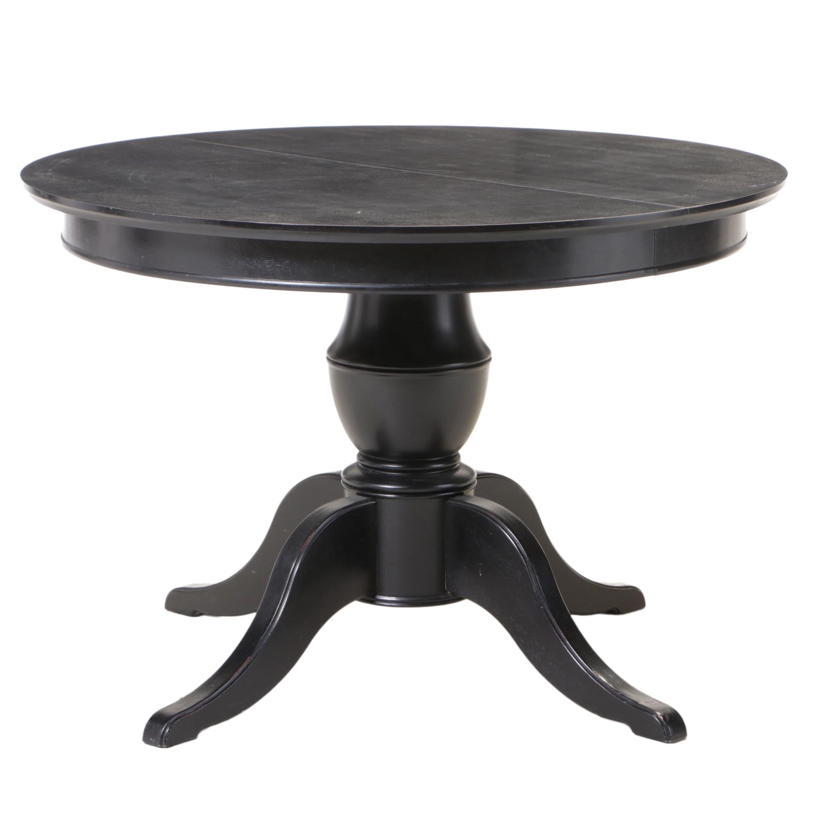 Pottery Barn "Francisco" Ebonized Extending Pedestal Dining Table