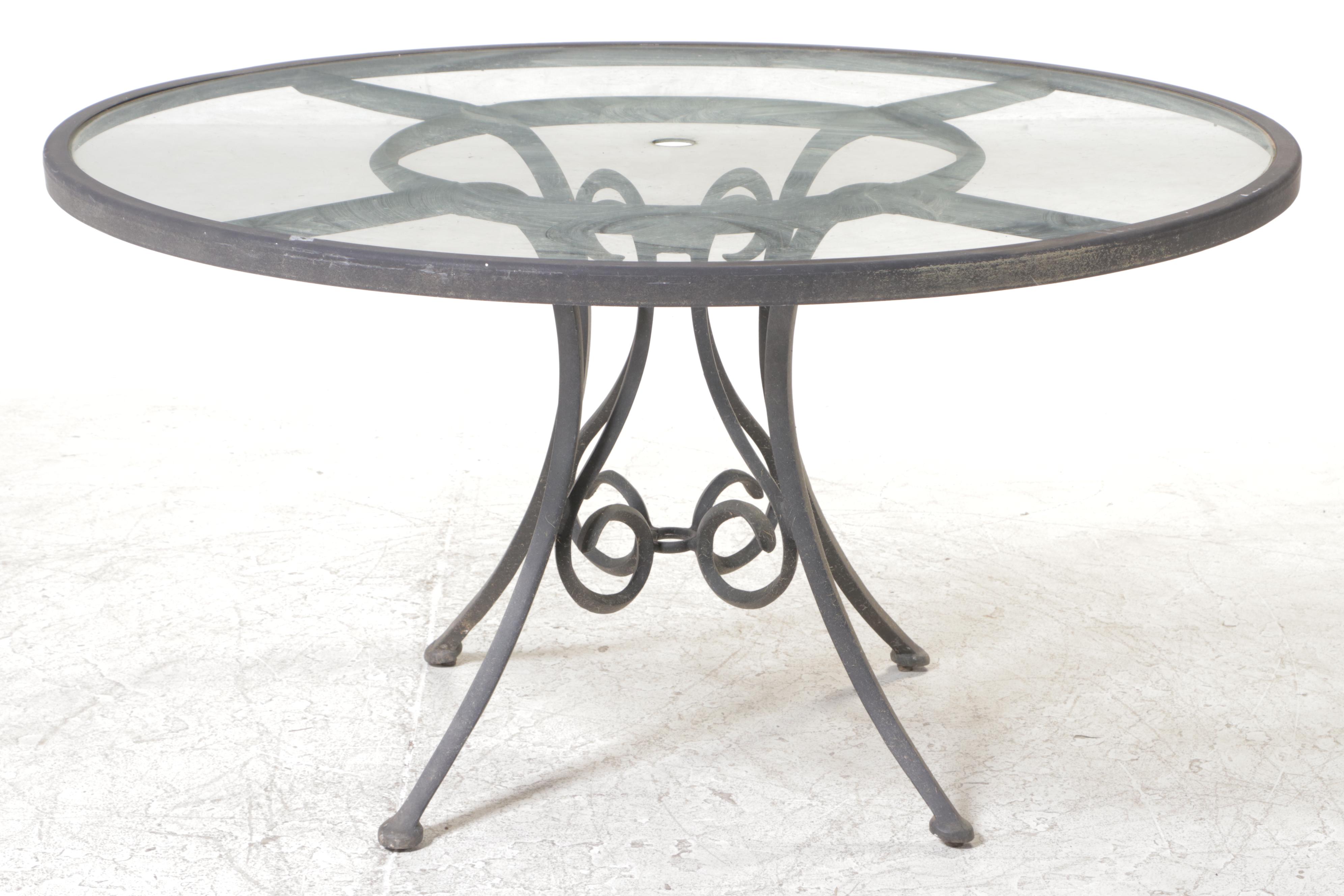 Cast Aluminum and Glass Top Patio Dining Table
