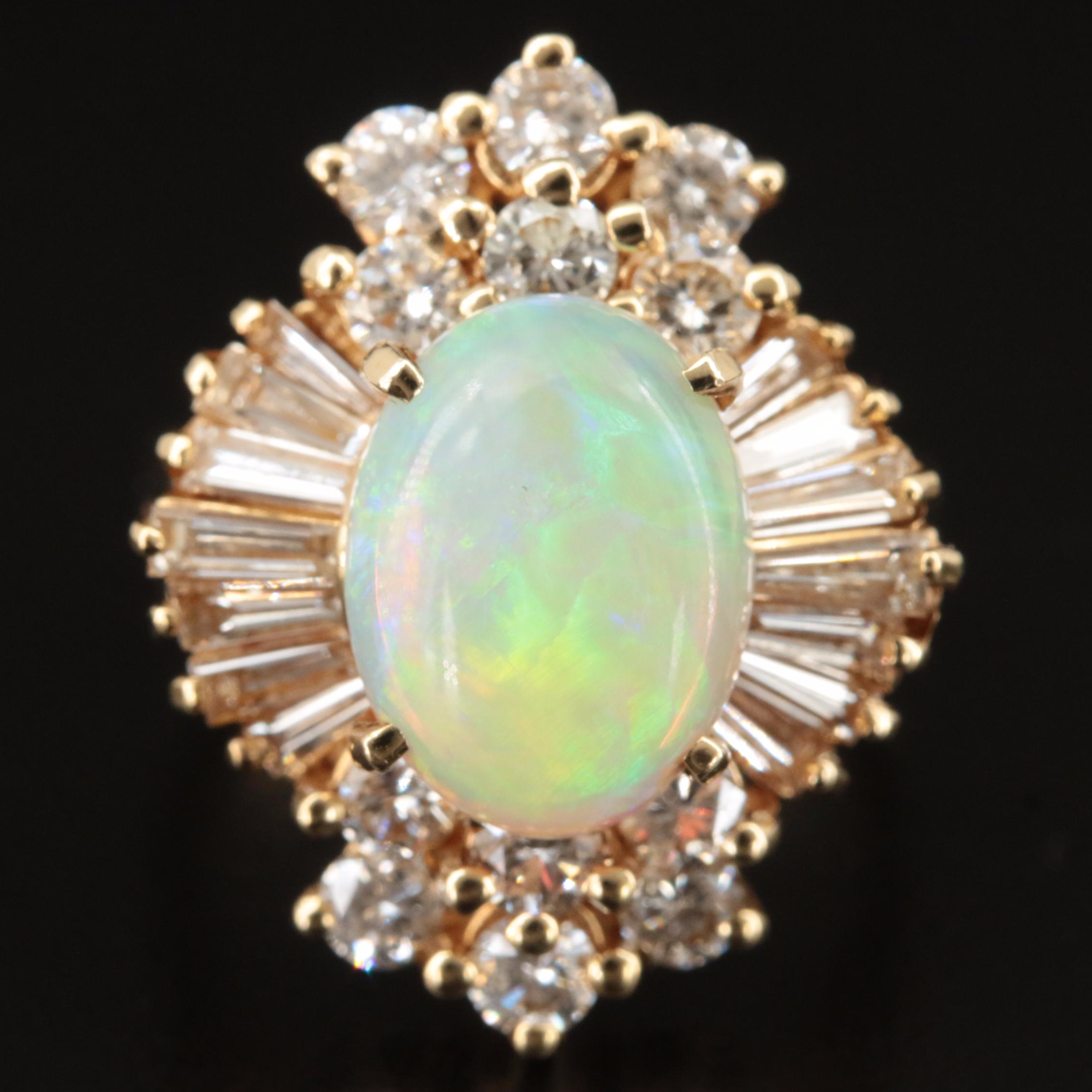 14K Opal and 1.77 CTW Diamond Ring