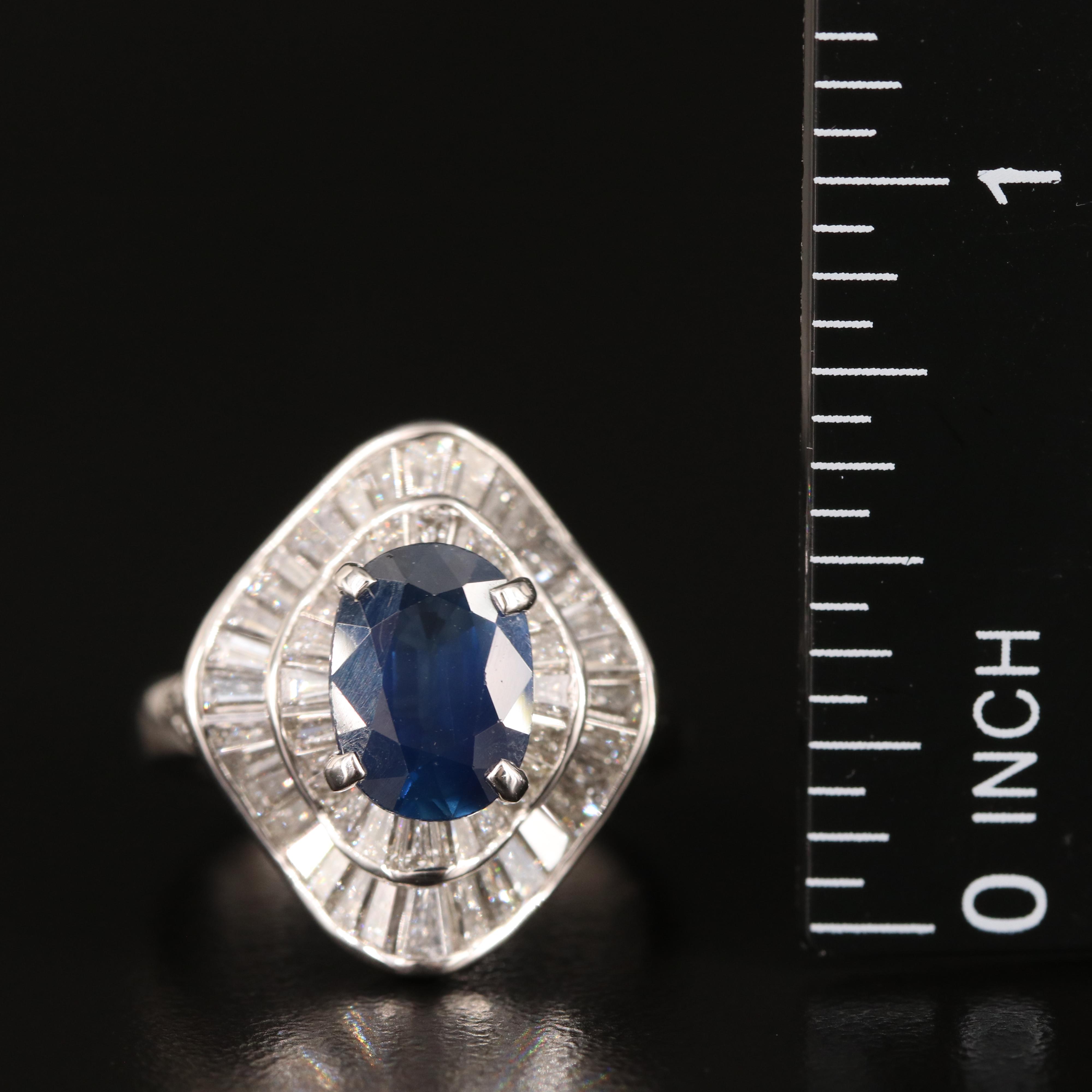 Platinum 2.06 CT Sapphire and 2.01 CTW Diamond Ballerina Ring with GIA Report