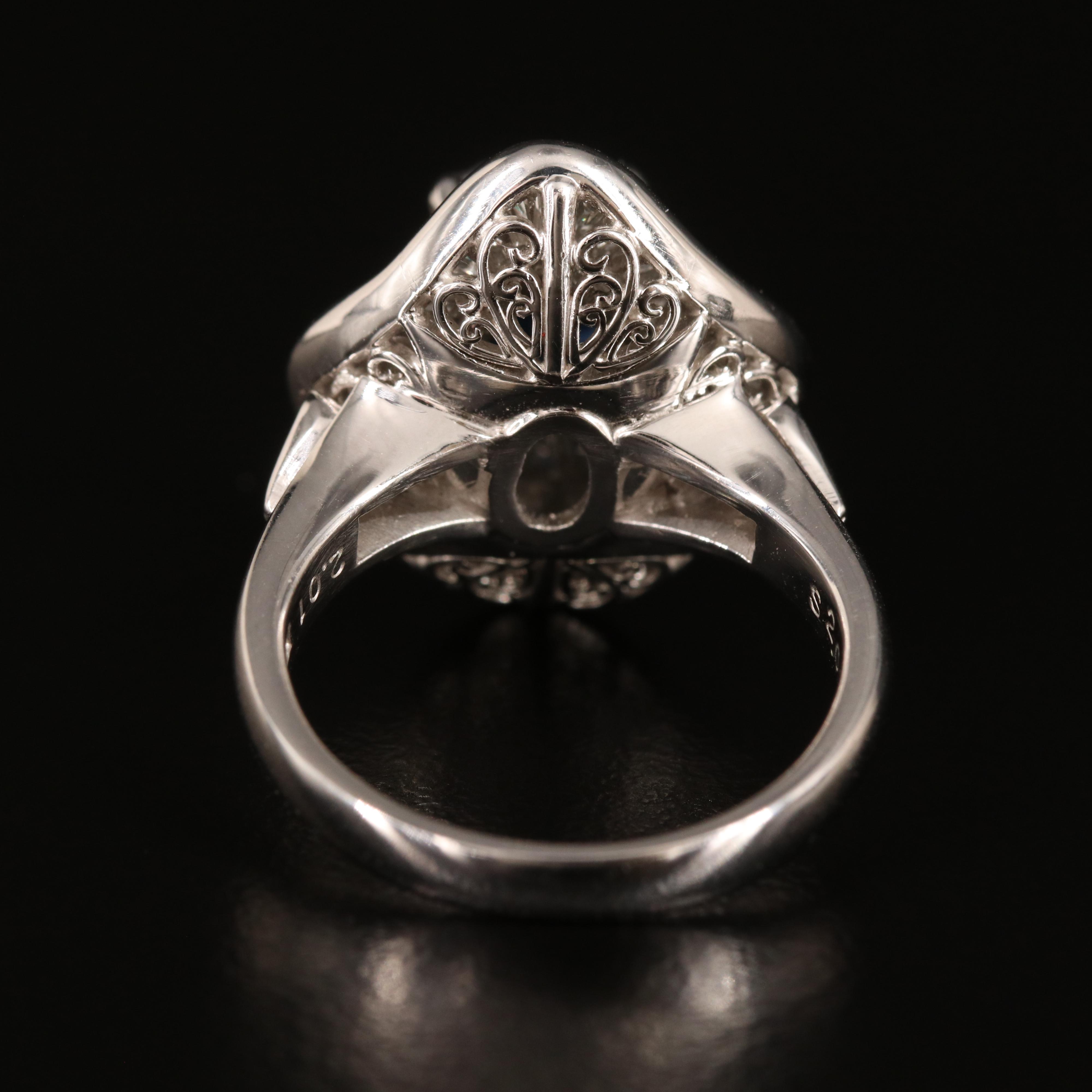 Platinum 2.06 CT Sapphire and 2.01 CTW Diamond Ballerina Ring with GIA Report
