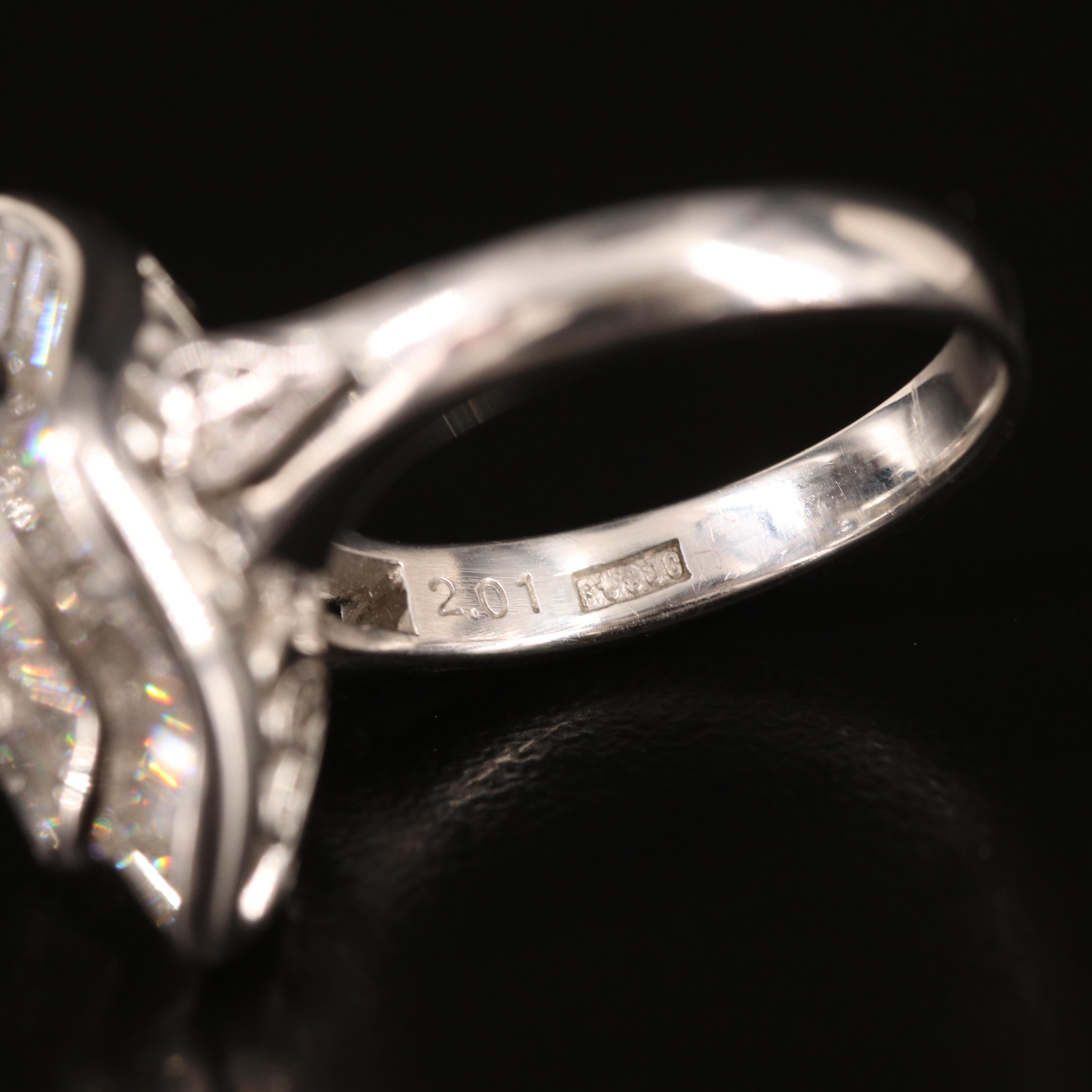 Platinum 2.06 CT Sapphire and 2.01 CTW Diamond Ballerina Ring with GIA Report