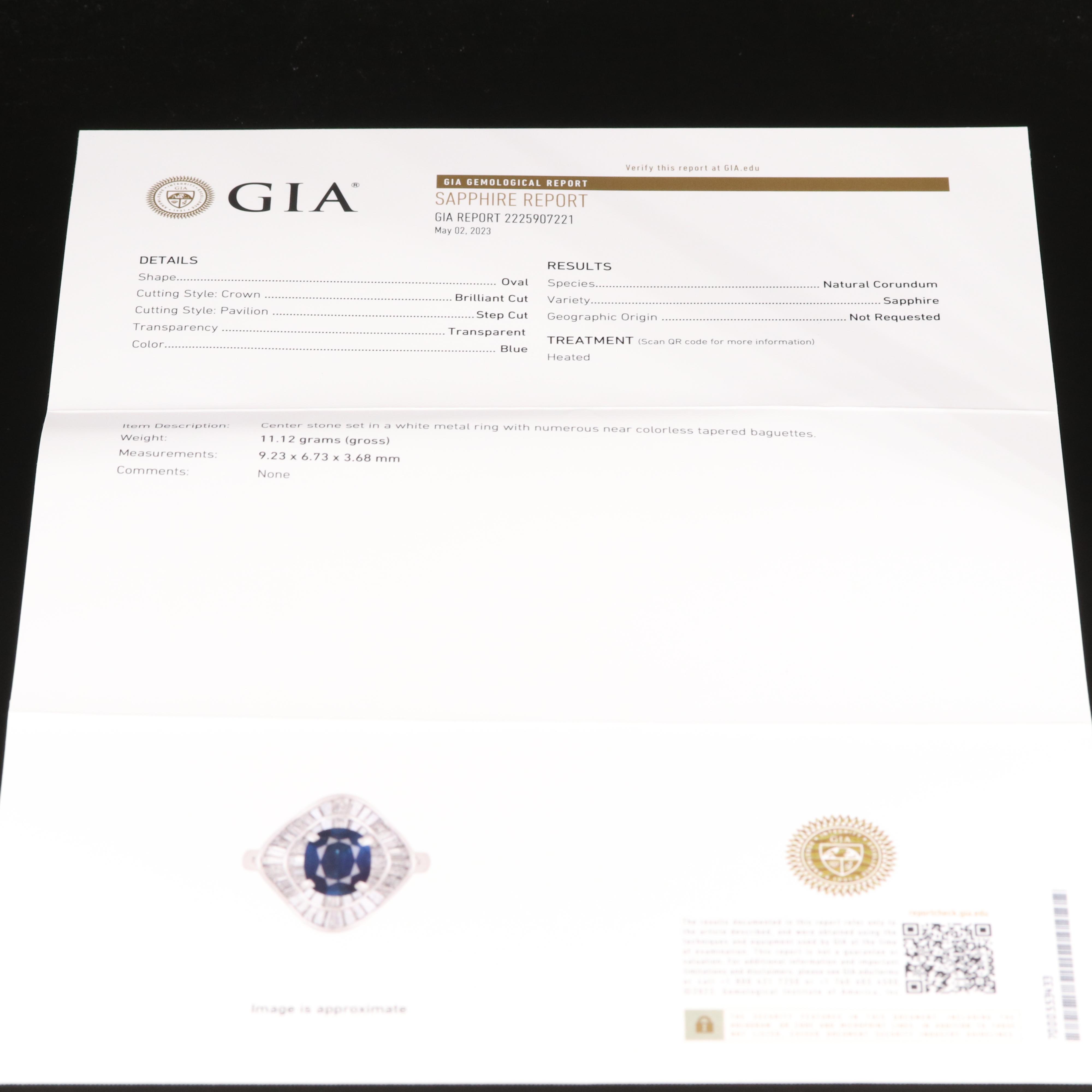 Platinum 2.06 CT Sapphire and 2.01 CTW Diamond Ballerina Ring with GIA Report