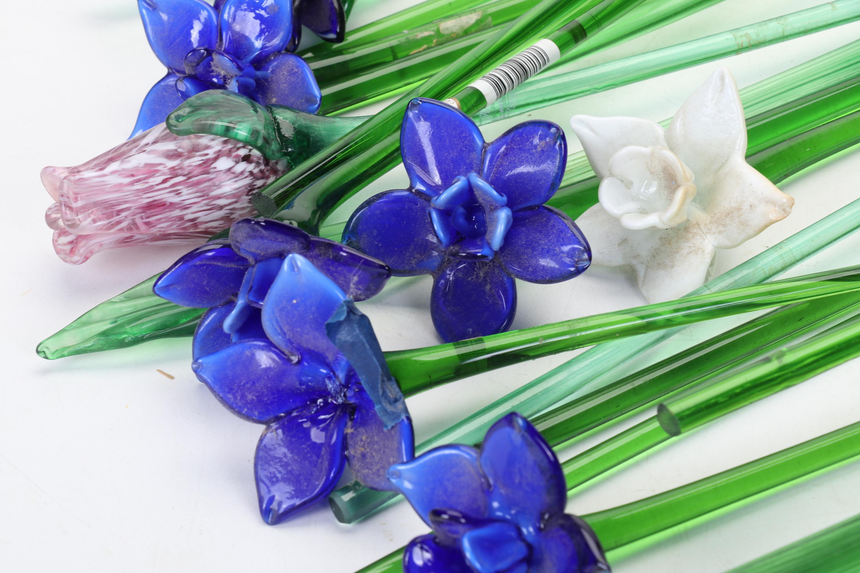 Laurel Burch Horse Figure with Print and Art Glass Floral Swizzle Sticks