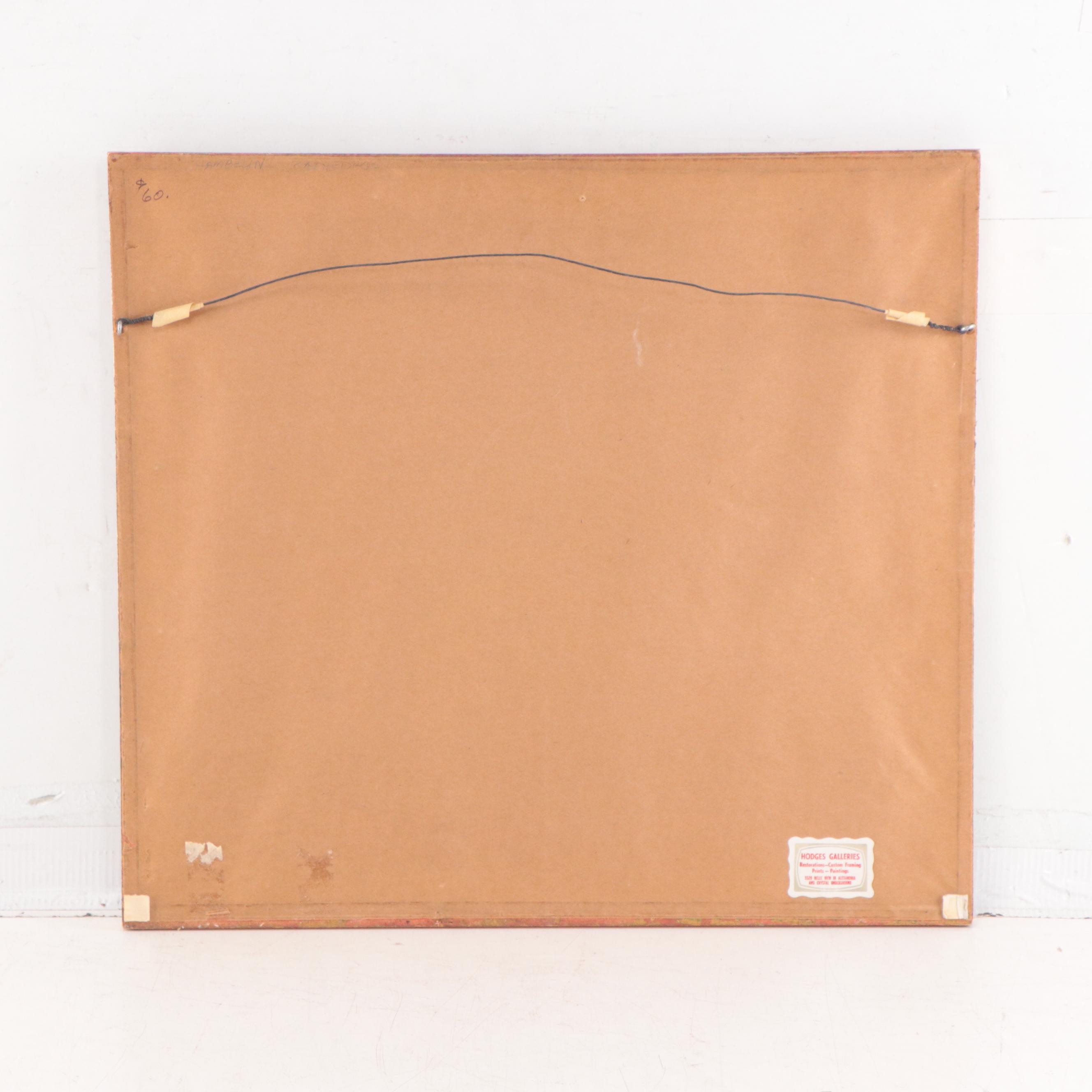 Town Landscape Watercolor Painting, Early 20th Century