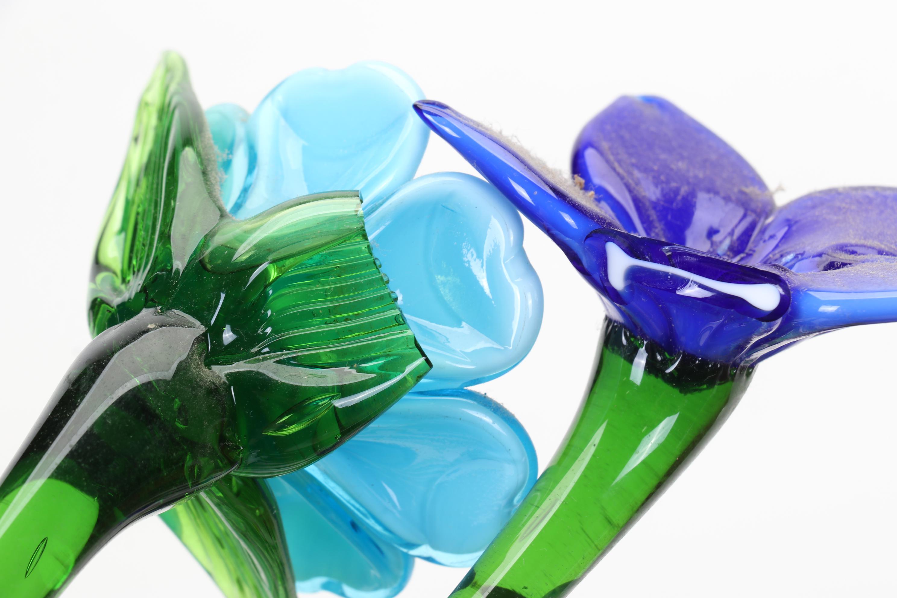 Laurel Burch Horse Figure with Print and Art Glass Floral Swizzle Sticks