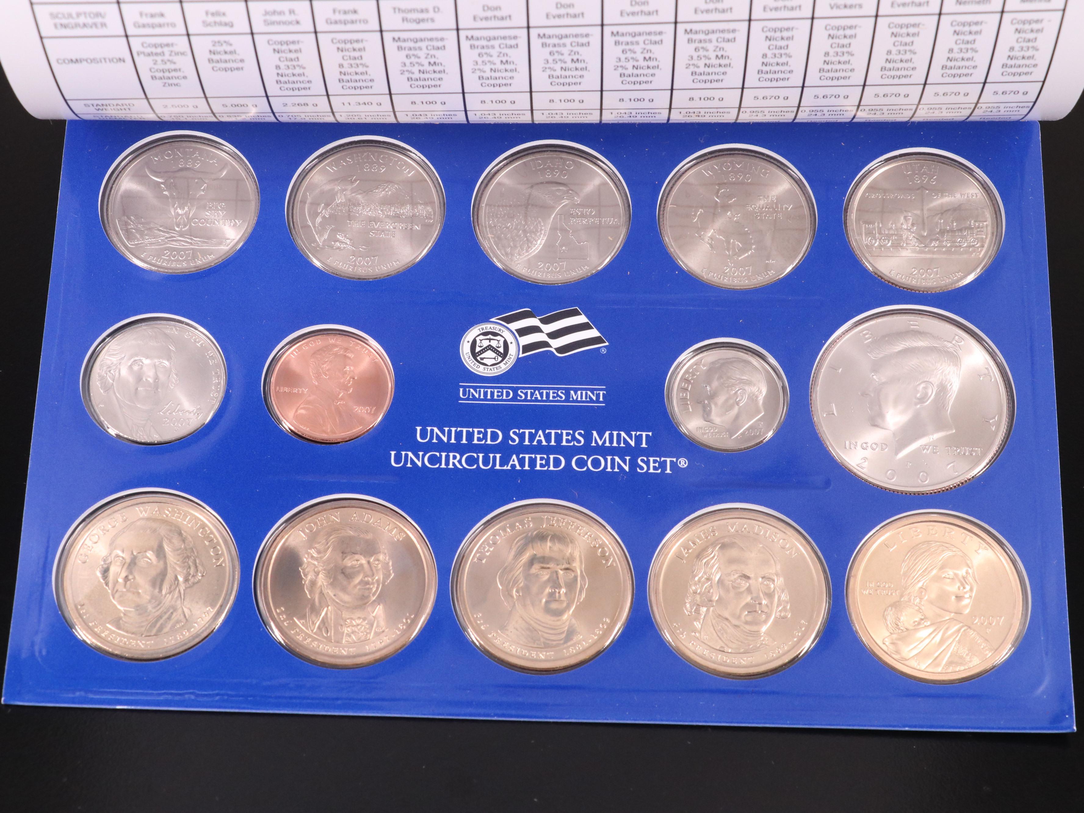 Twelve Different United States Mint Sets