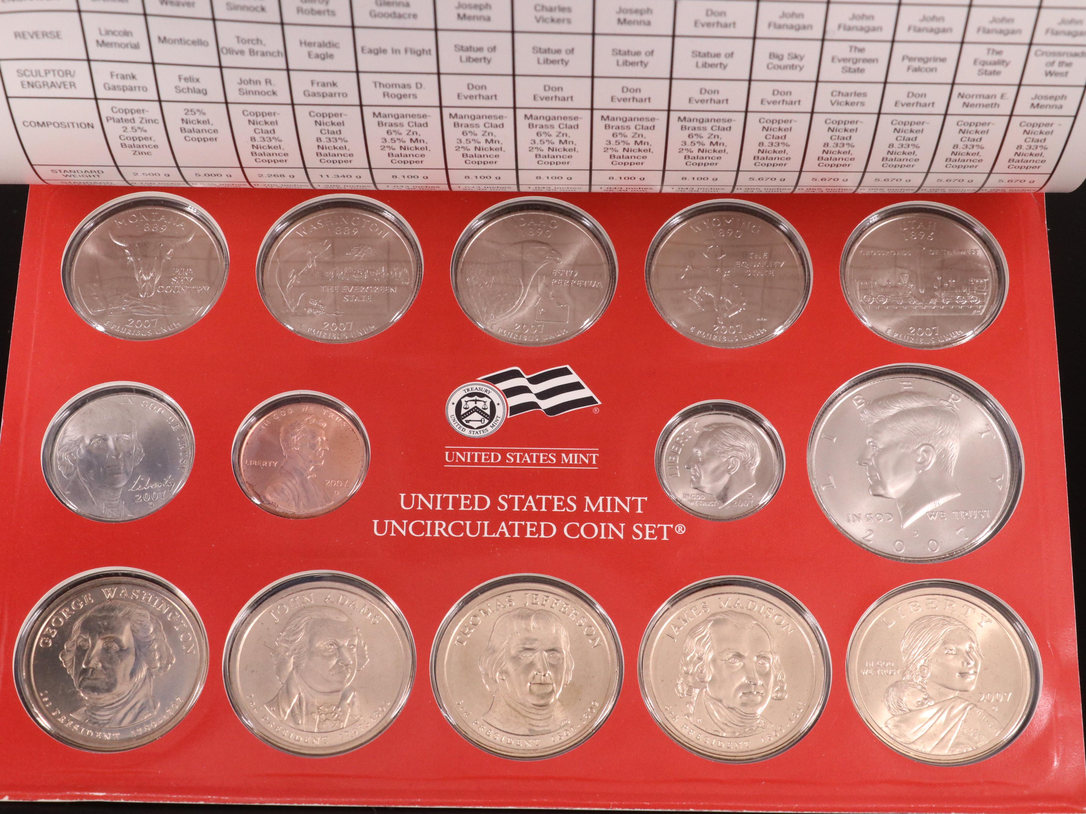Twelve Different United States Mint Sets