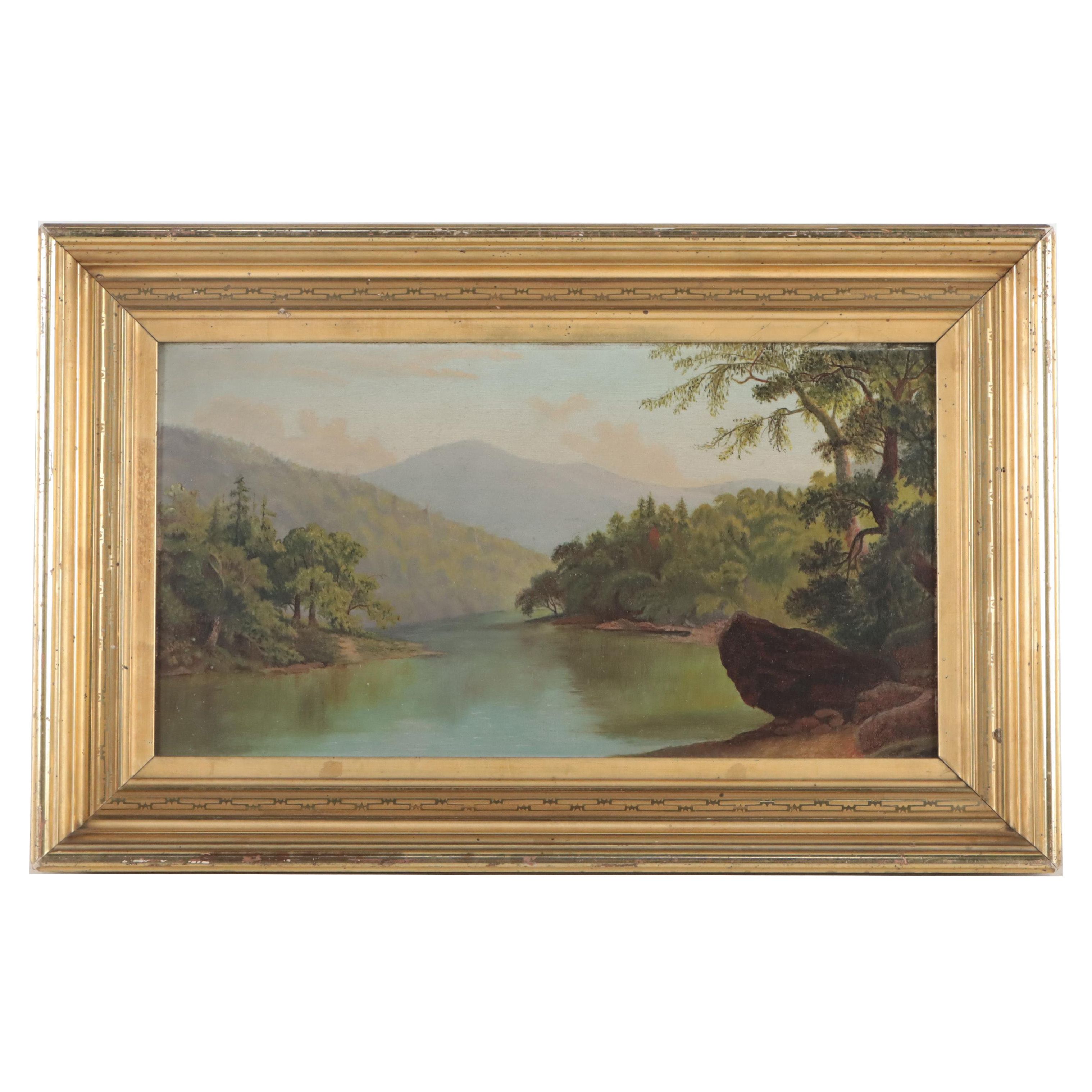 Hudson River School Landscape Oil Painting, Circa 1900