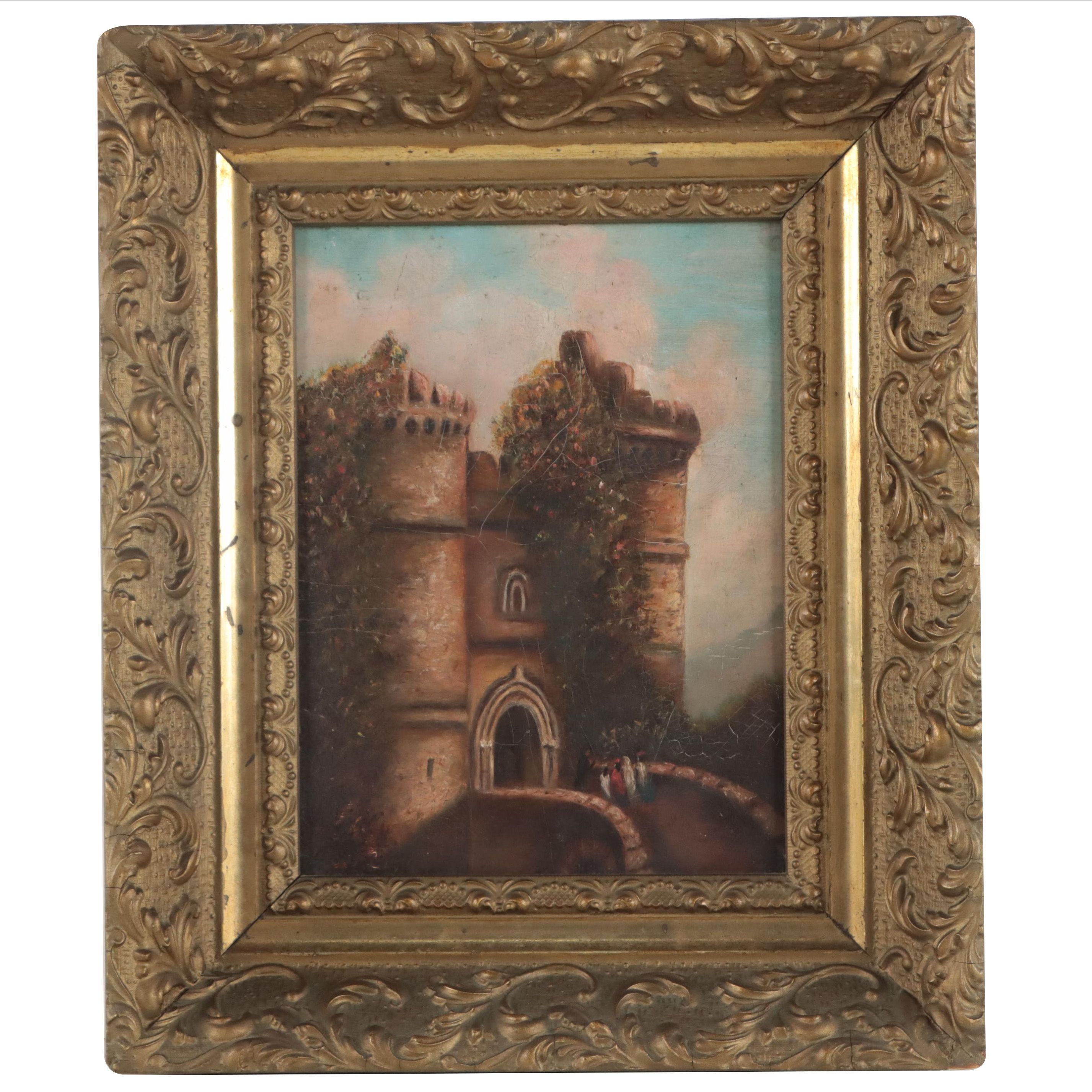 Oil Painting of Castle, Late 19th Century