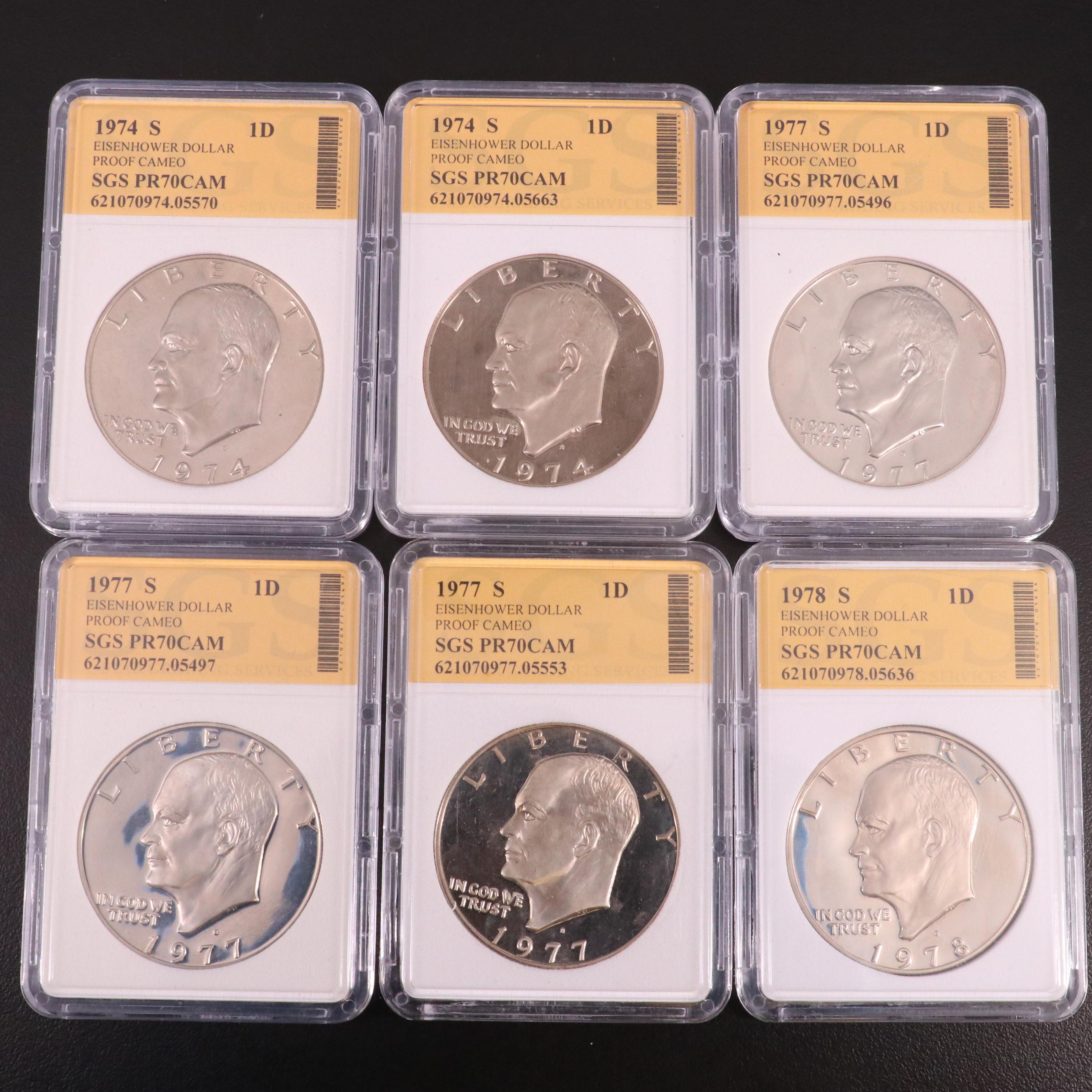 Fourteen Proof Eisenhower Dollars Including Two Silver