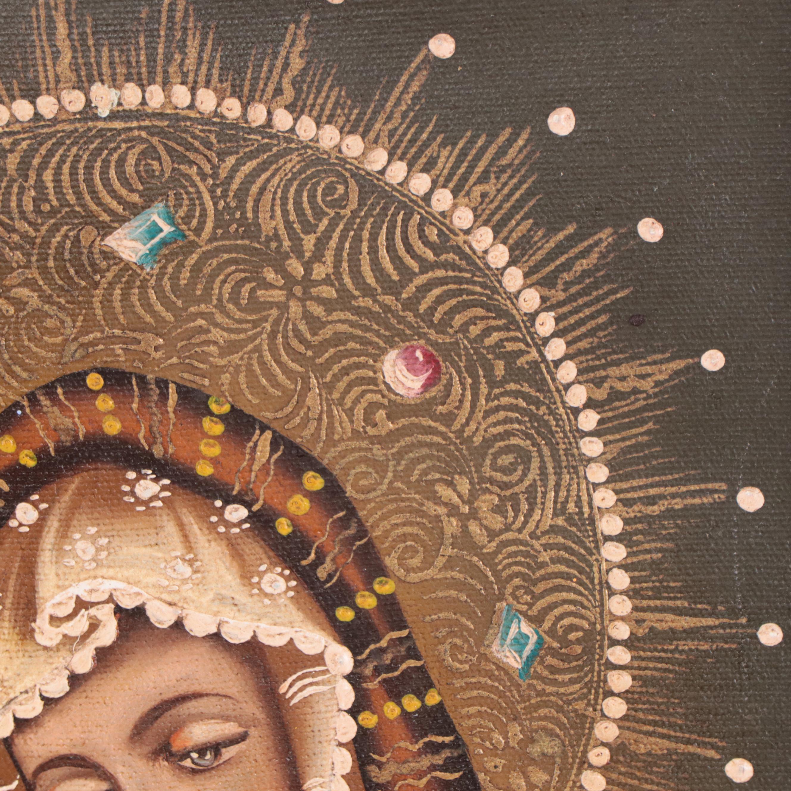 Ernesto Zuñiga Cuzco Style Painting "The Virgen," circa 1981