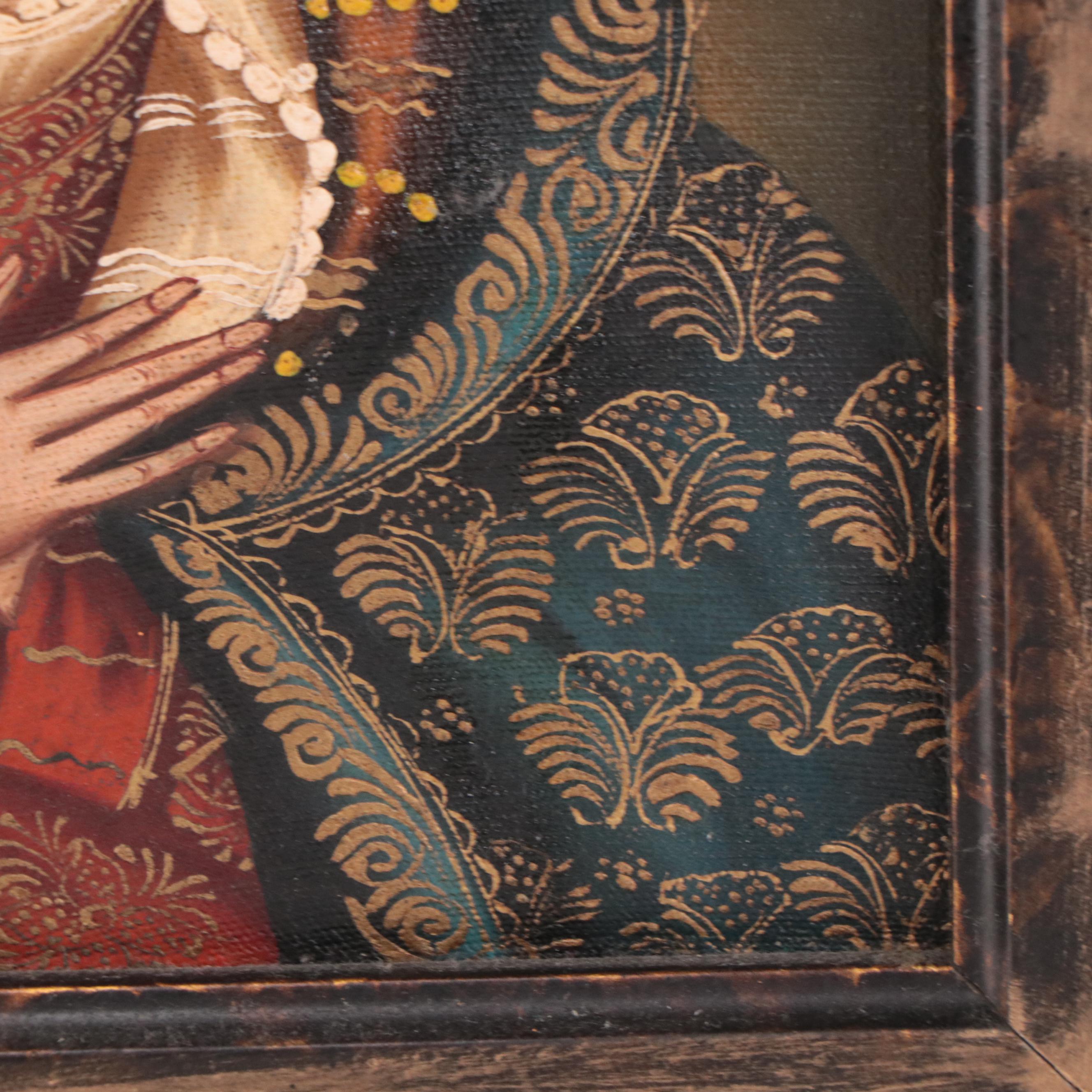 Ernesto Zuñiga Cuzco Style Painting "The Virgen," circa 1981