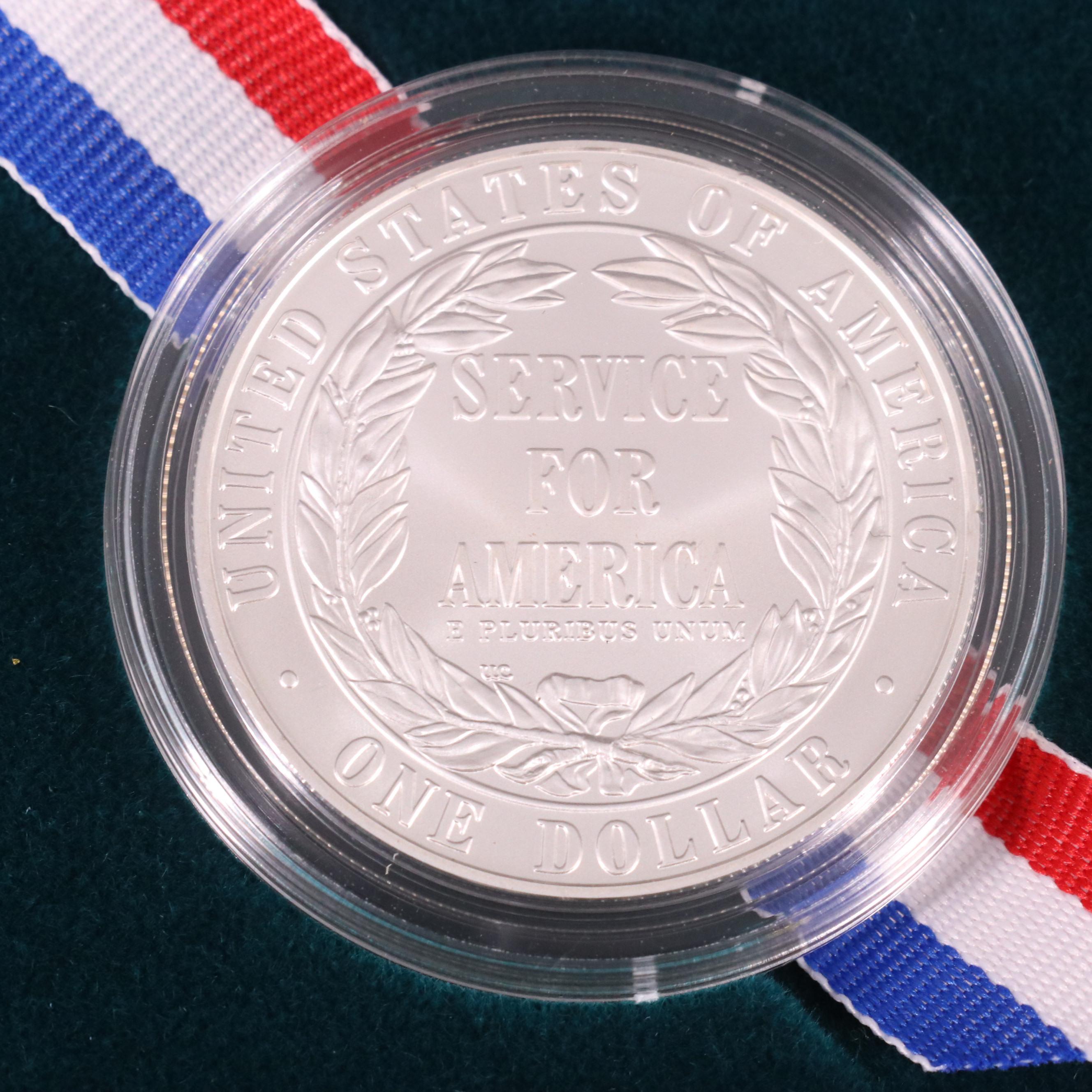 Three Modern Commemorative Uncirculated Silver Dollars