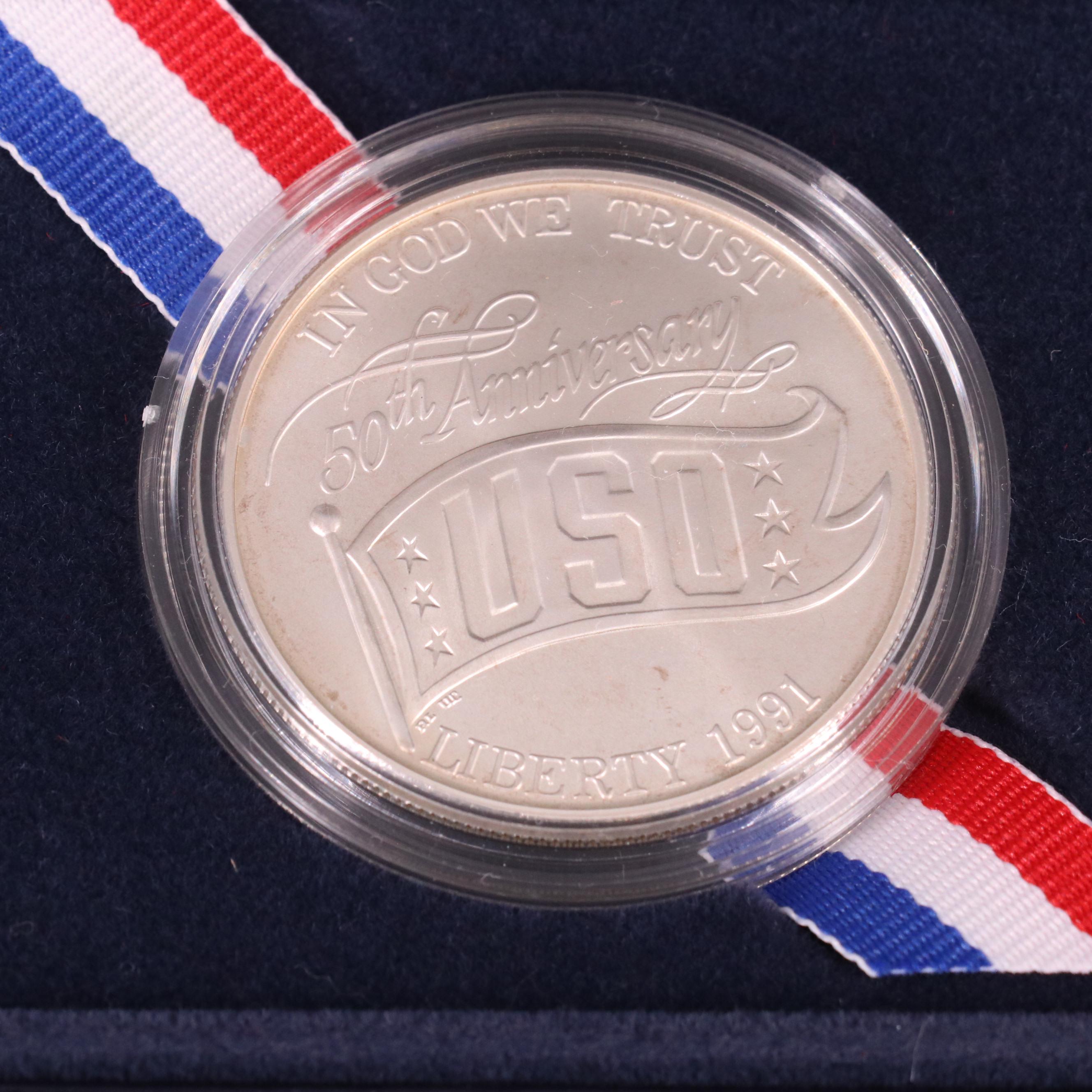 Three Modern Commemorative Uncirculated Silver Dollars