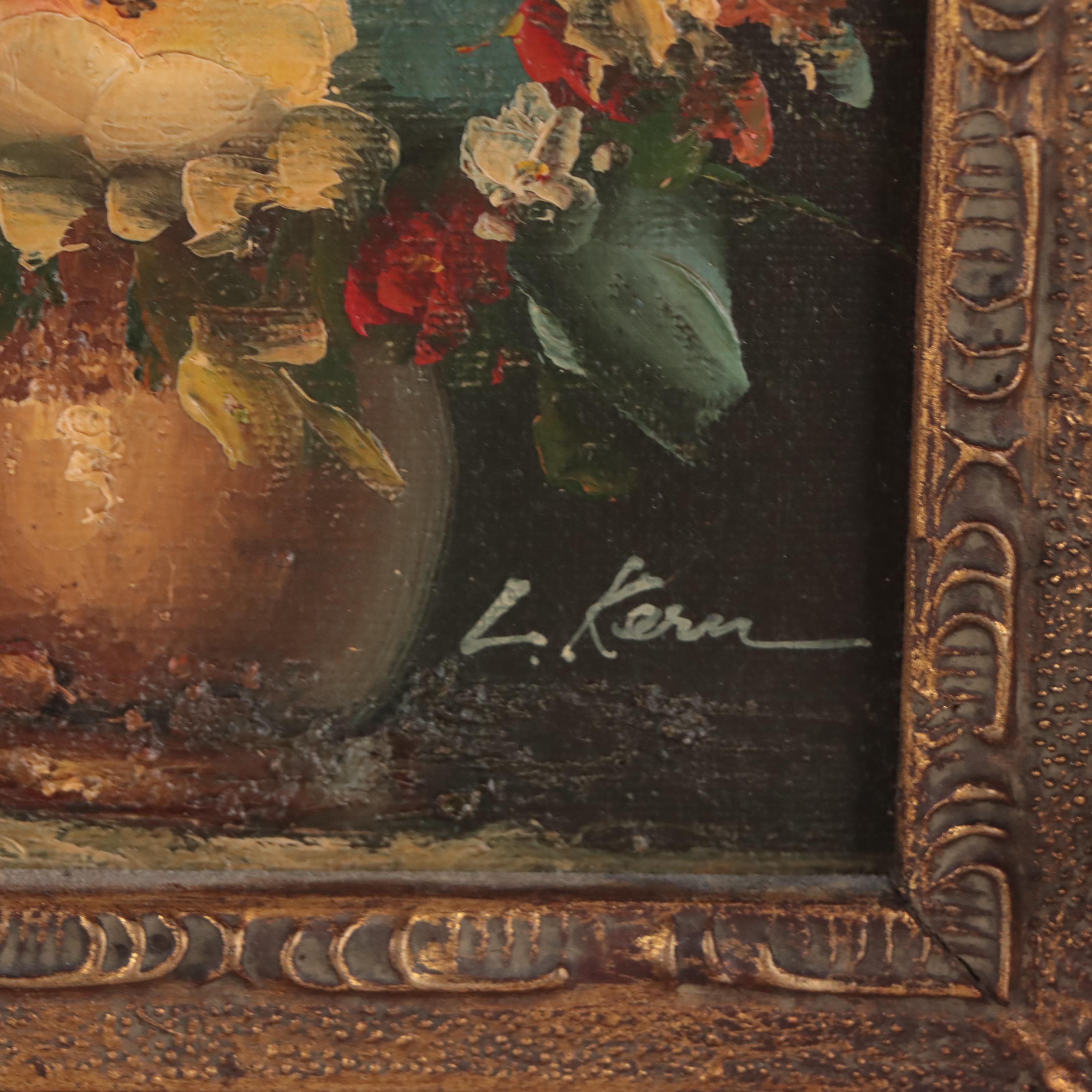 L. Kern Floral Still Life Oil Painting