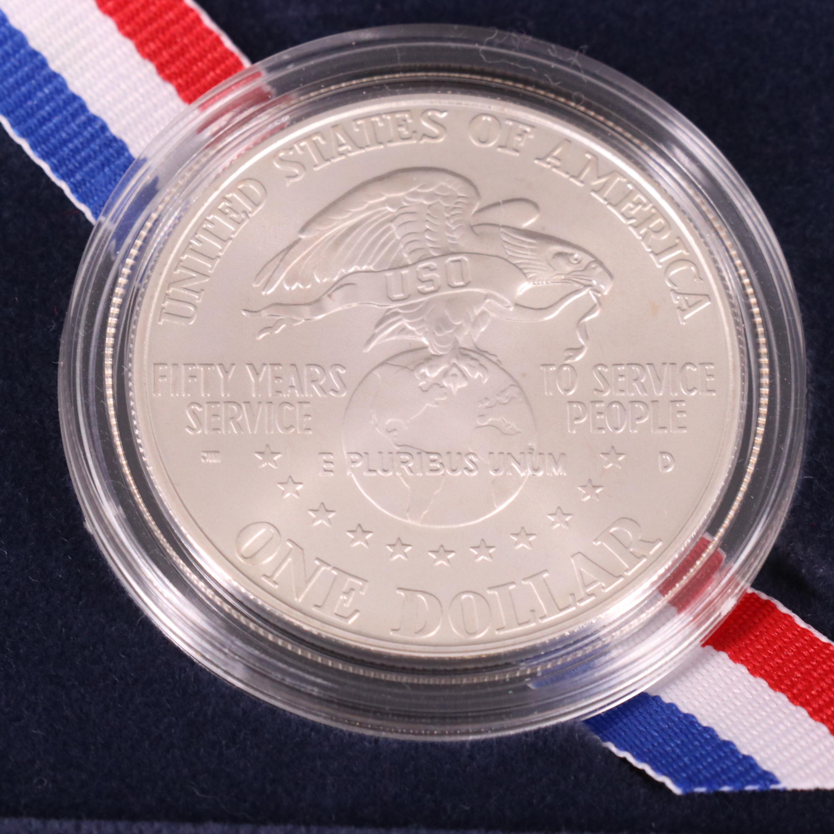 Three Modern Commemorative Uncirculated Silver Dollars