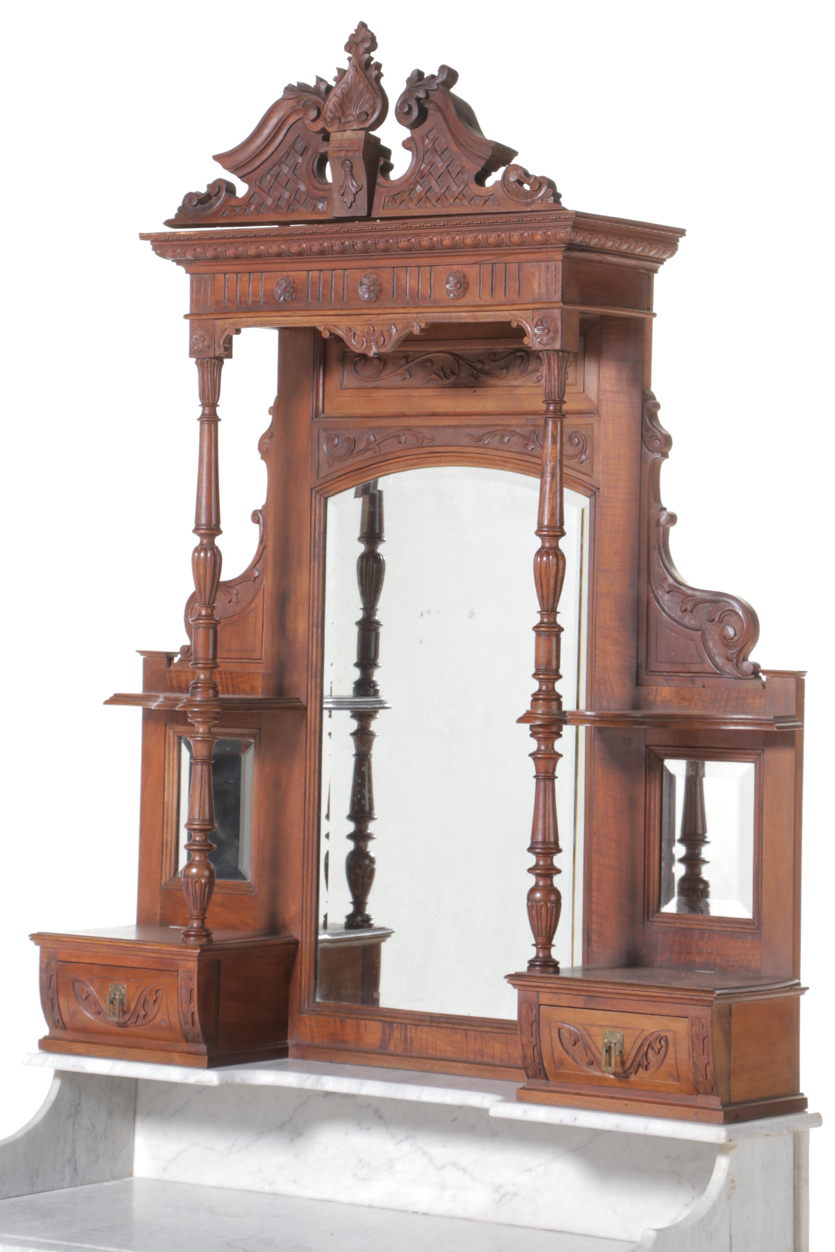 Victorian Renaissance Revival Walnut Chest of Drawers, Mid to Late 19th C