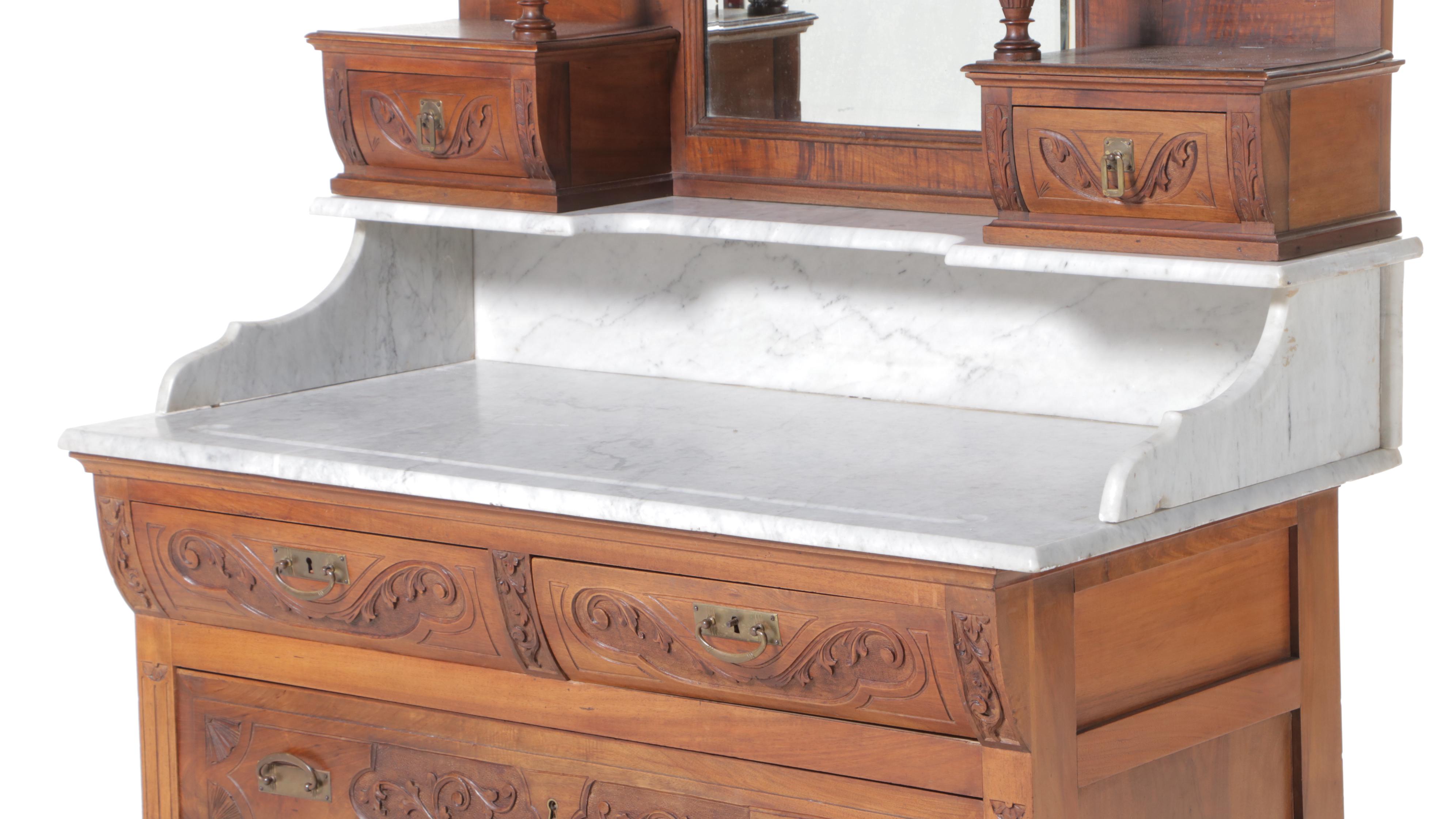 Victorian Renaissance Revival Walnut Chest of Drawers, Mid to Late 19th C