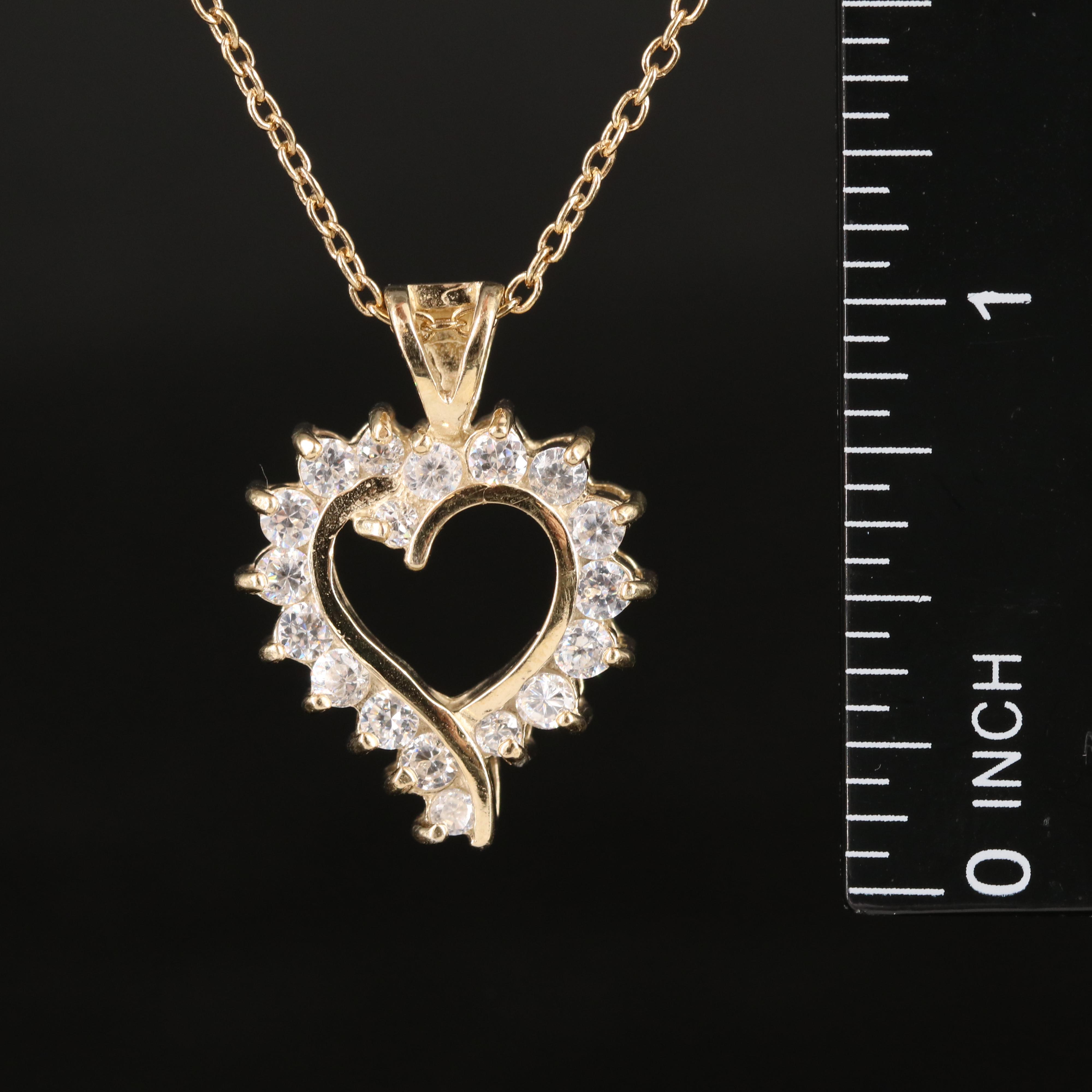 Sterling Cubic Zirconia Heart Necklace with Crown Trinket Box