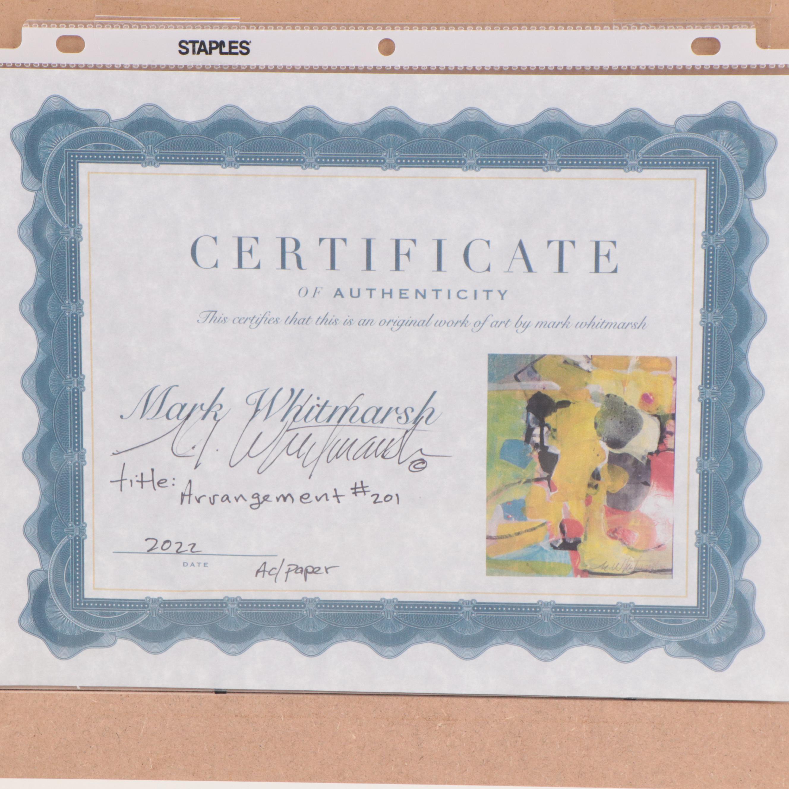 Mark Whitmarsh Abstract Acrylic Painting "Arrangement #202," 2022