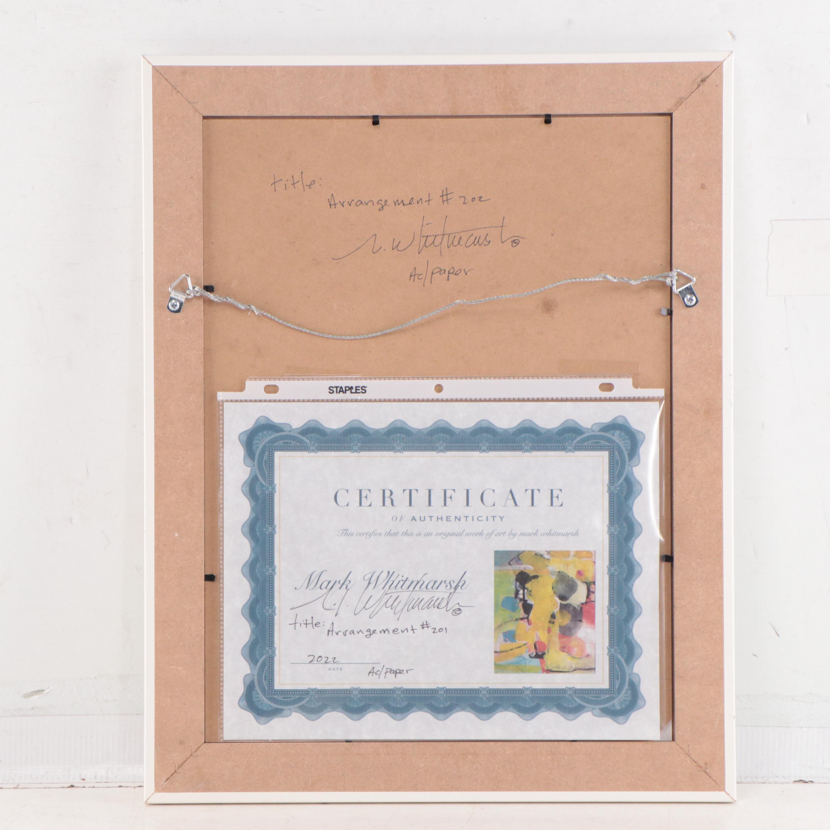 Mark Whitmarsh Abstract Acrylic Painting "Arrangement #202," 2022