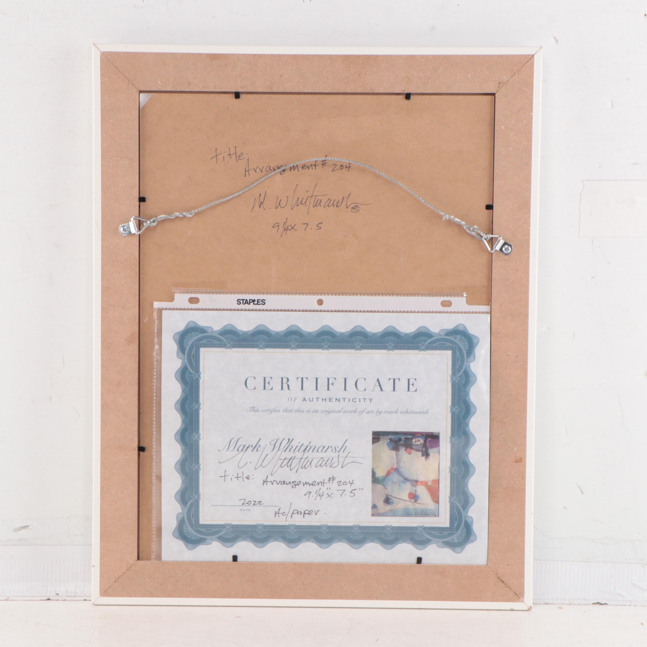 Mark Whitmarsh Abstract Acrylic Painting "Arrangement #204," 2022