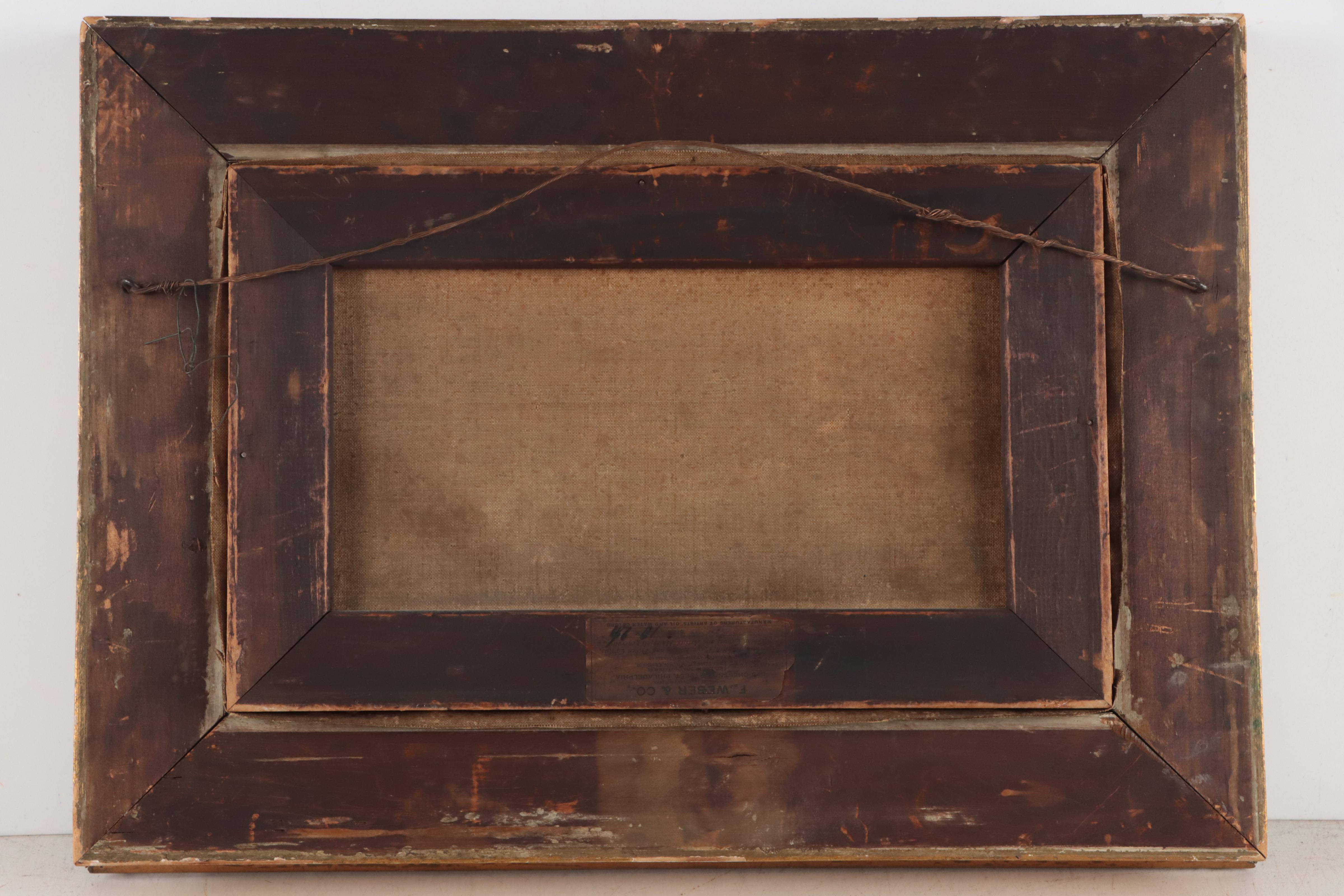 Hudson River School Oil Painting of Mountainous Lake Landscape, 19th Century