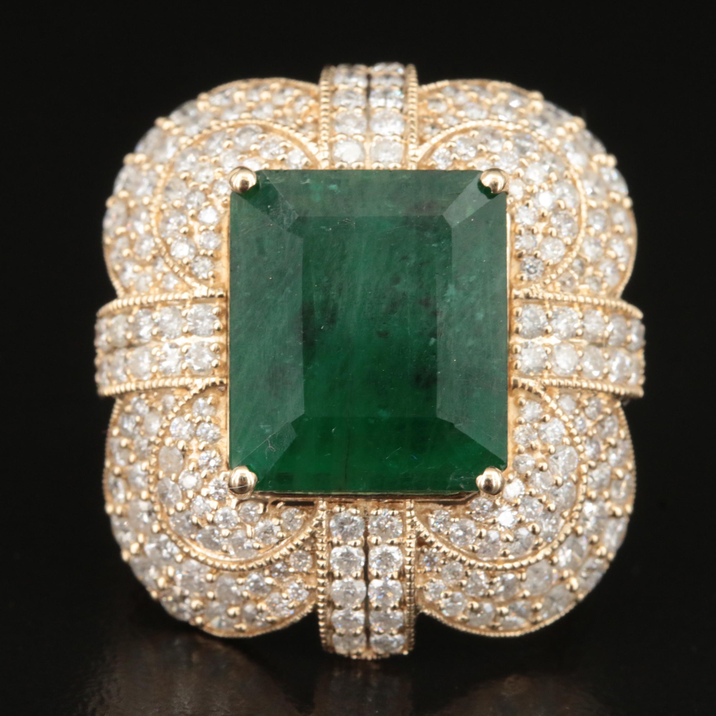 14K 6.04 CT Emerald and 2.26 CTW Diamond Ring