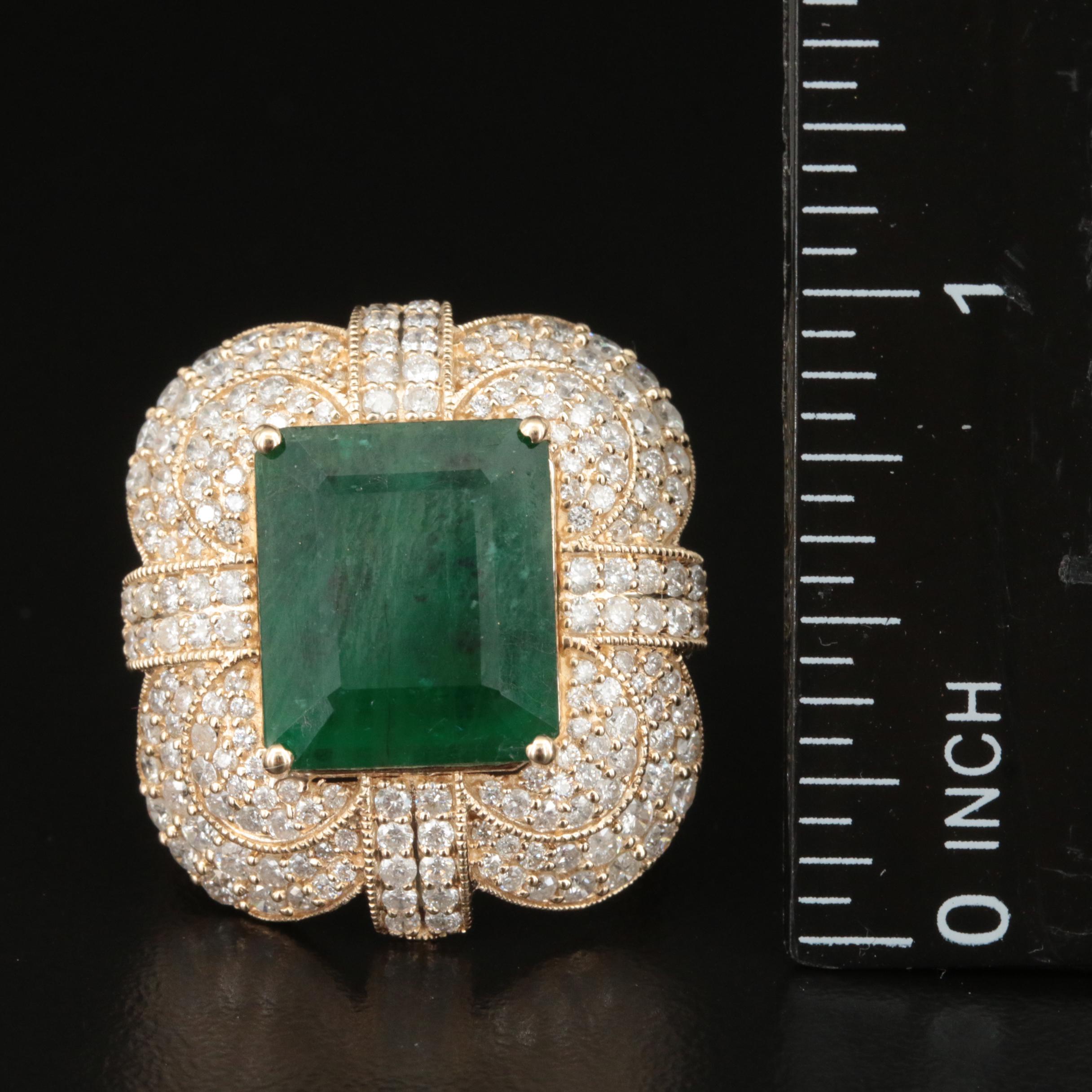 14K 6.04 CT Emerald and 2.26 CTW Diamond Ring