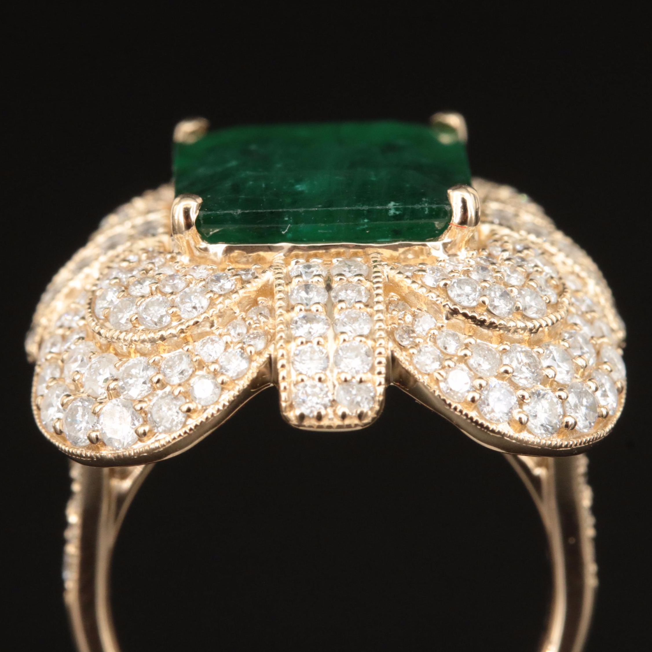 14K 6.04 CT Emerald and 2.26 CTW Diamond Ring