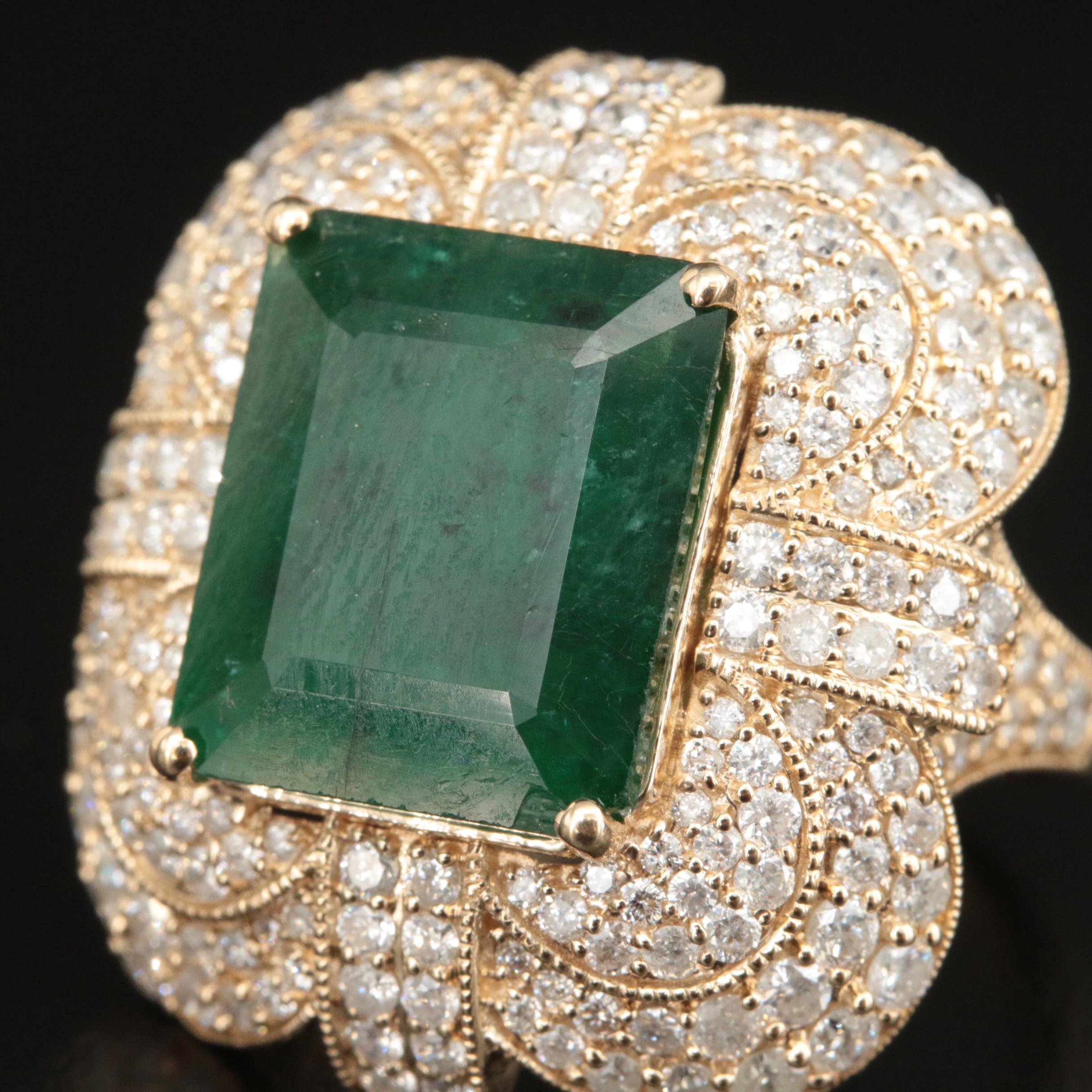 14K 6.04 CT Emerald and 2.26 CTW Diamond Ring