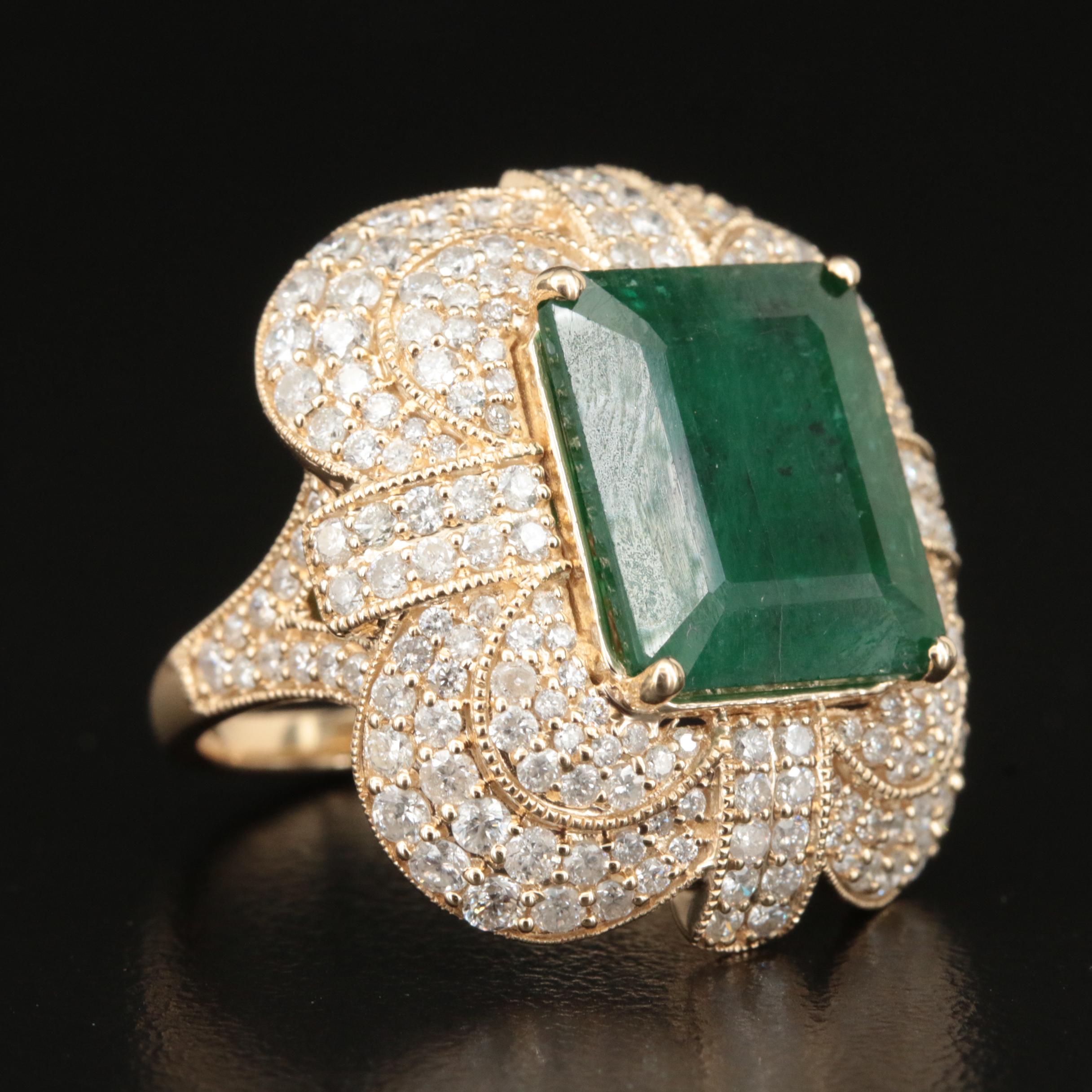 14K 6.04 CT Emerald and 2.26 CTW Diamond Ring