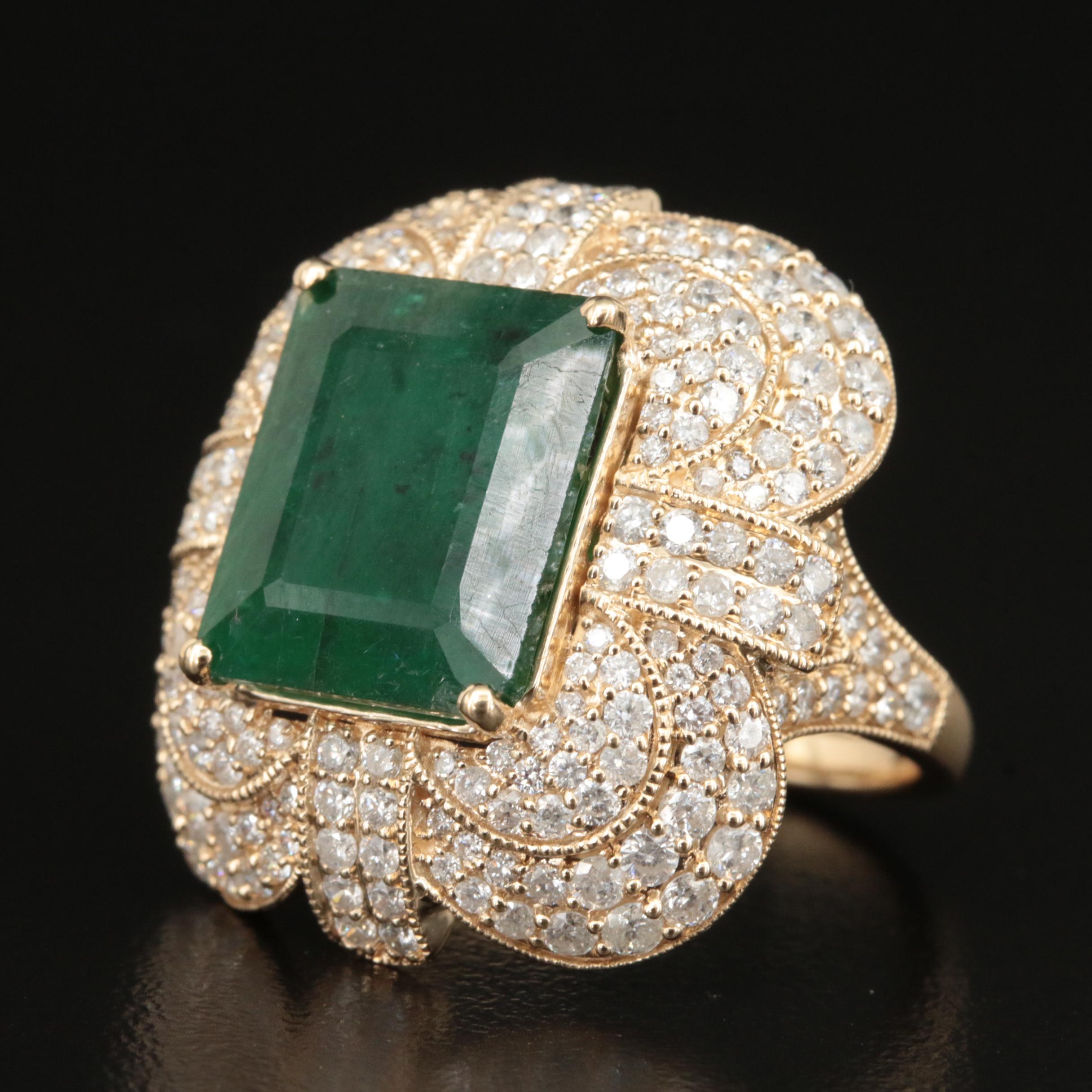 14K 6.04 CT Emerald and 2.26 CTW Diamond Ring