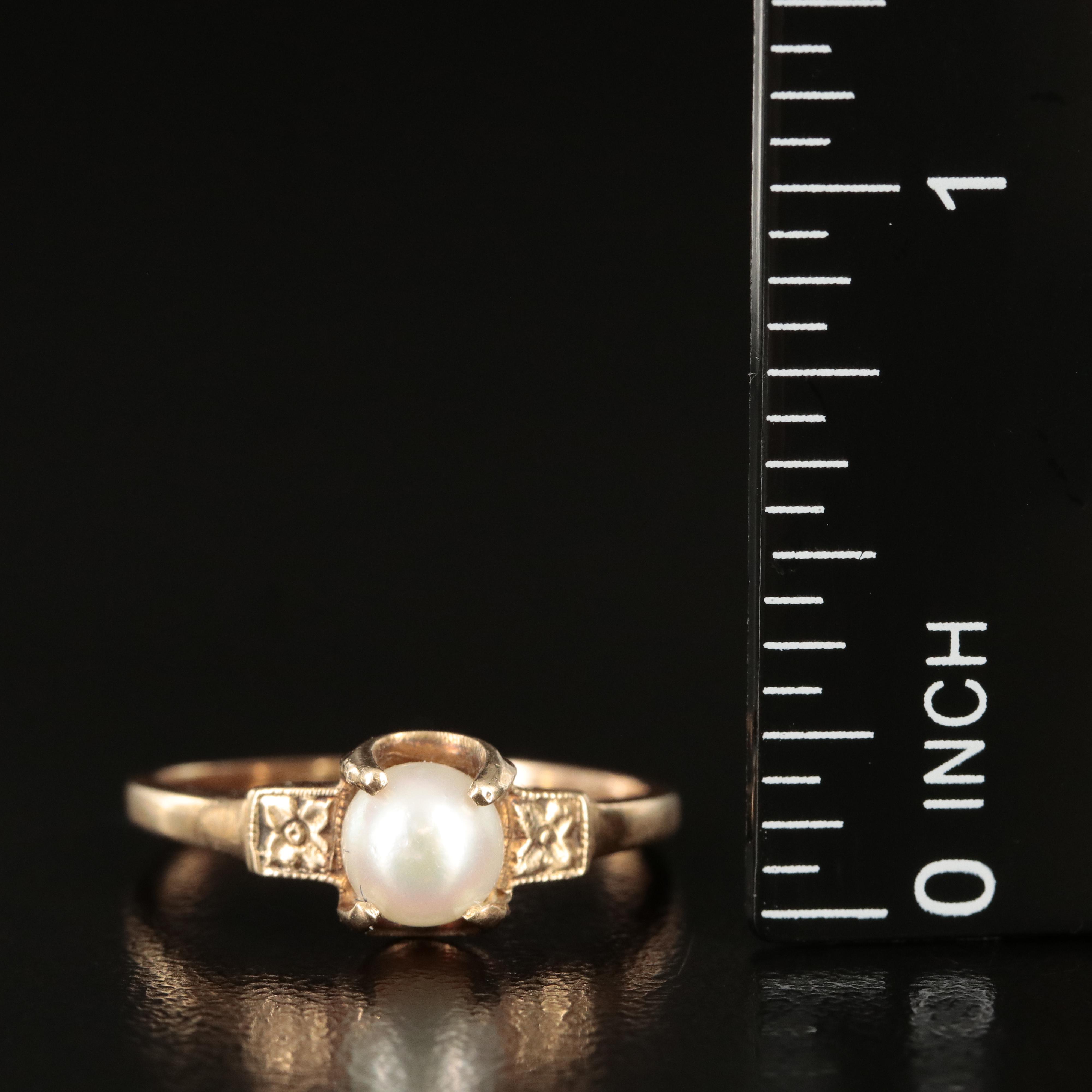 Vintage 10K Rose Gold Pearl Ring