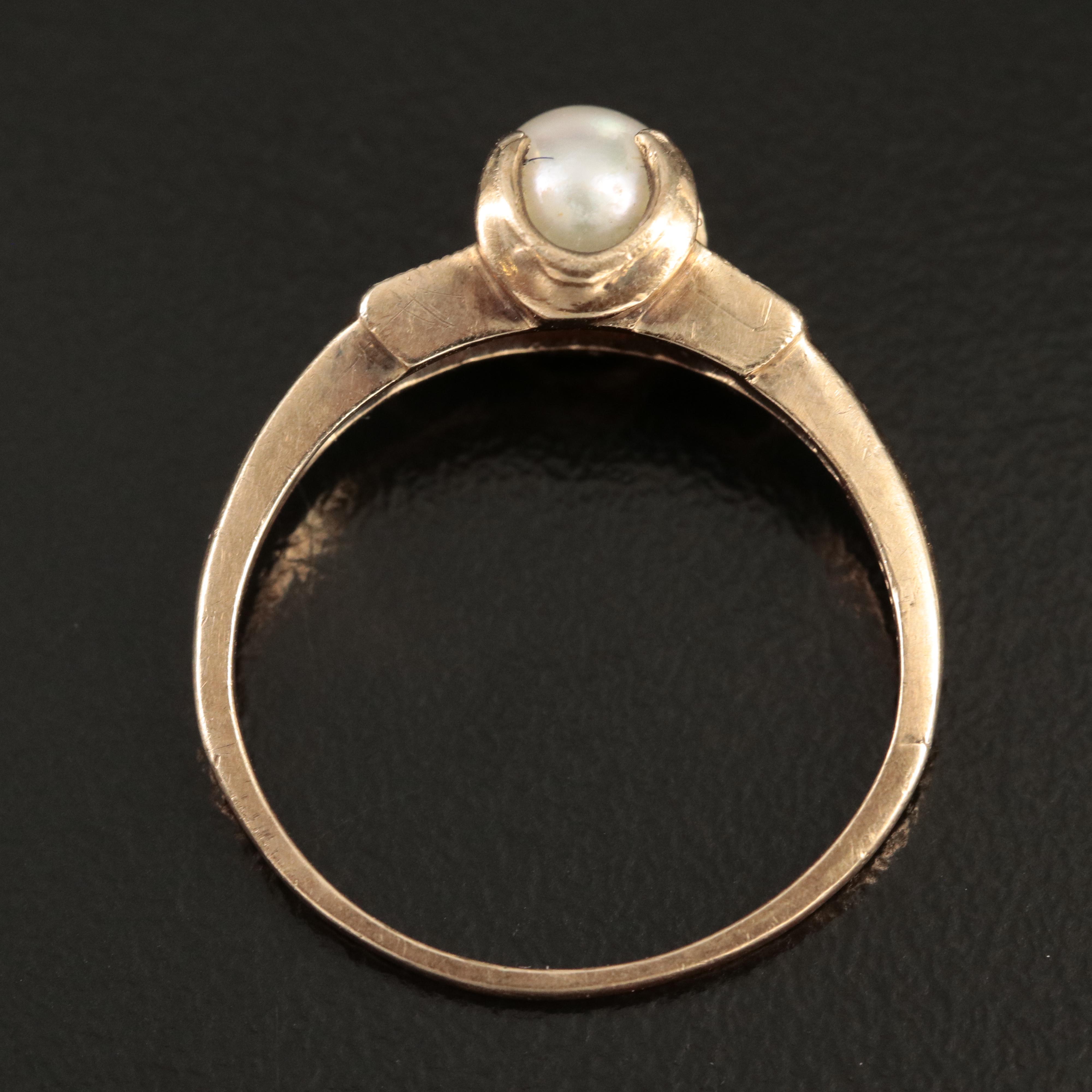 Vintage 10K Rose Gold Pearl Ring