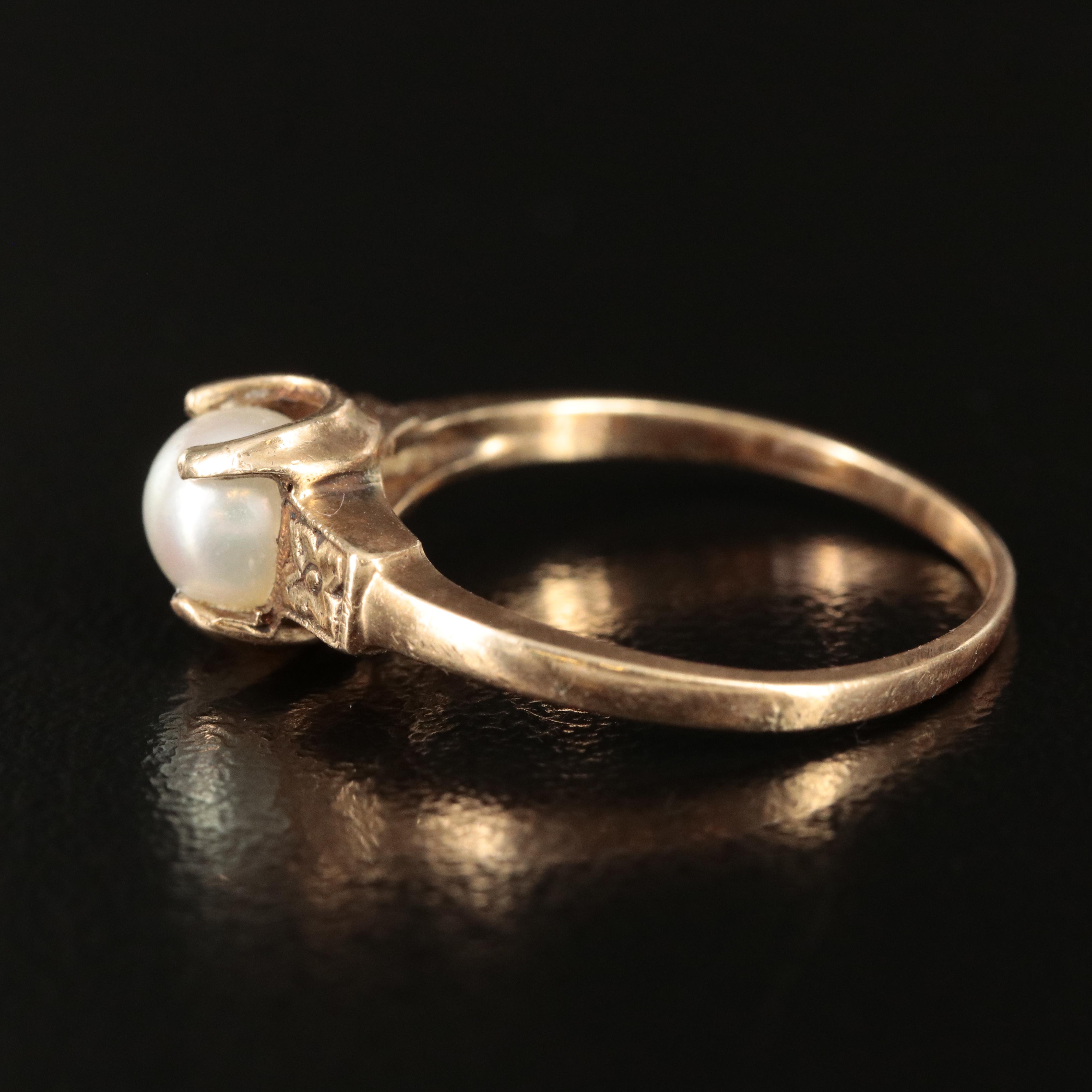 Vintage 10K Rose Gold Pearl Ring
