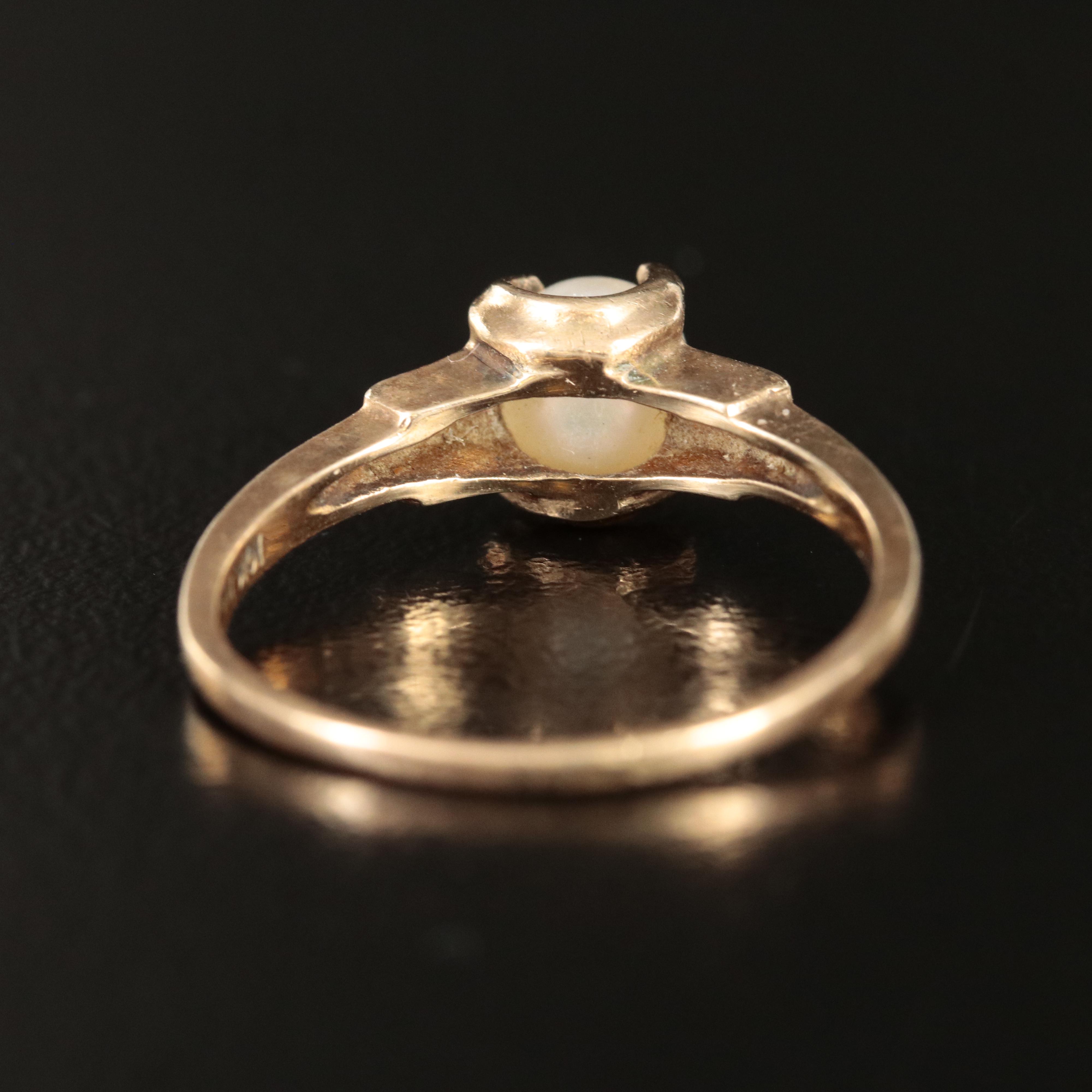 Vintage 10K Rose Gold Pearl Ring