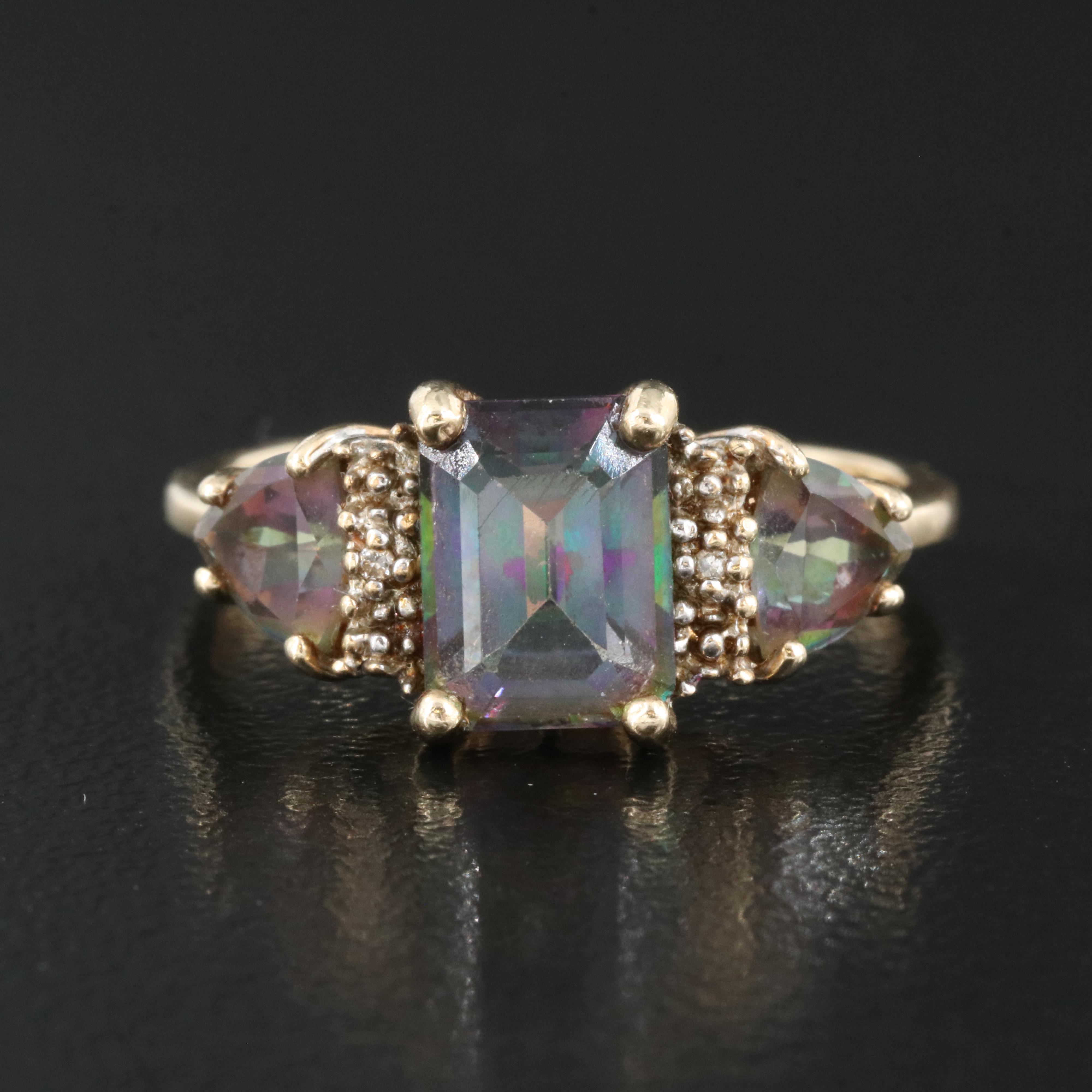 10K Mystic Topaz and Diamond Ring