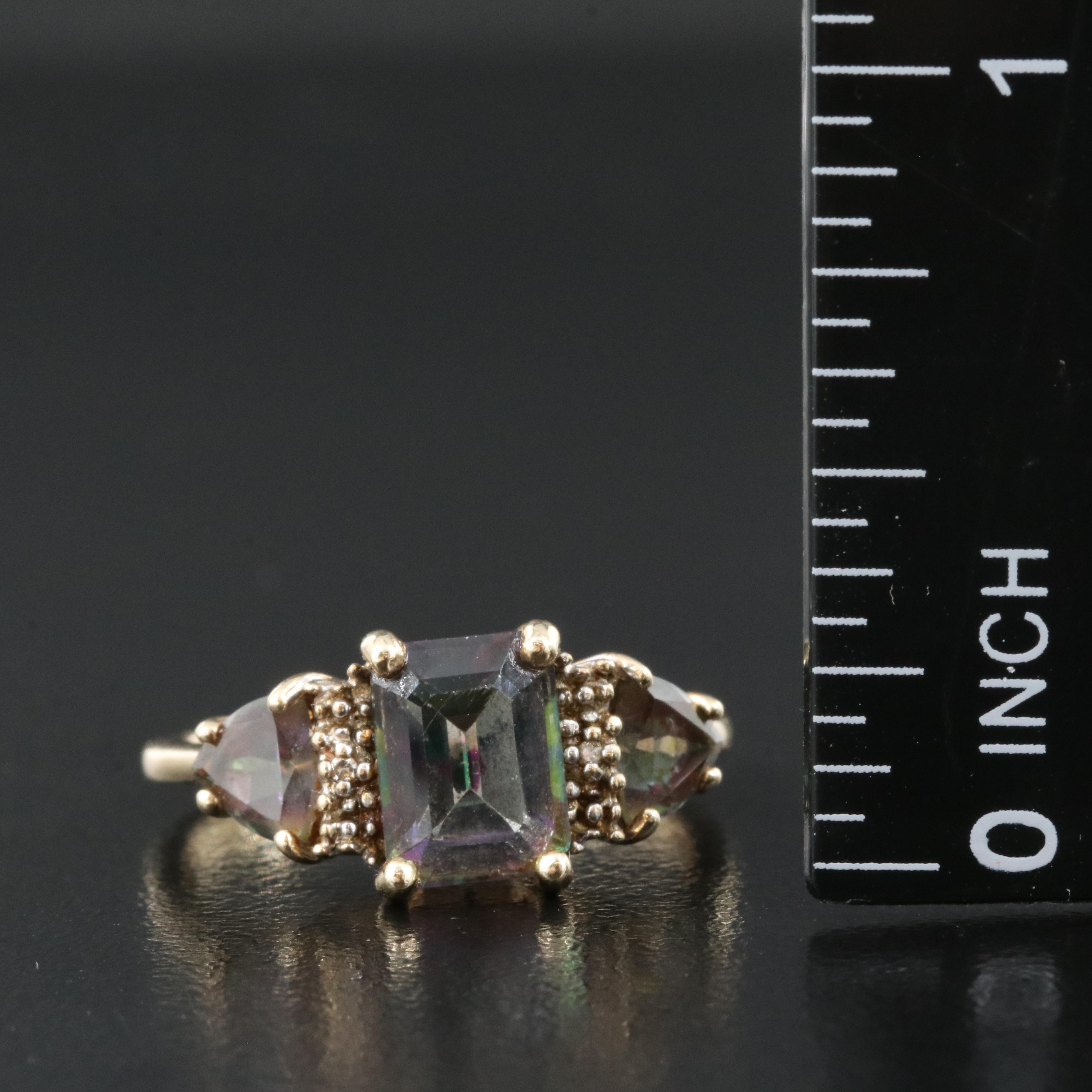 10K Mystic Topaz and Diamond Ring