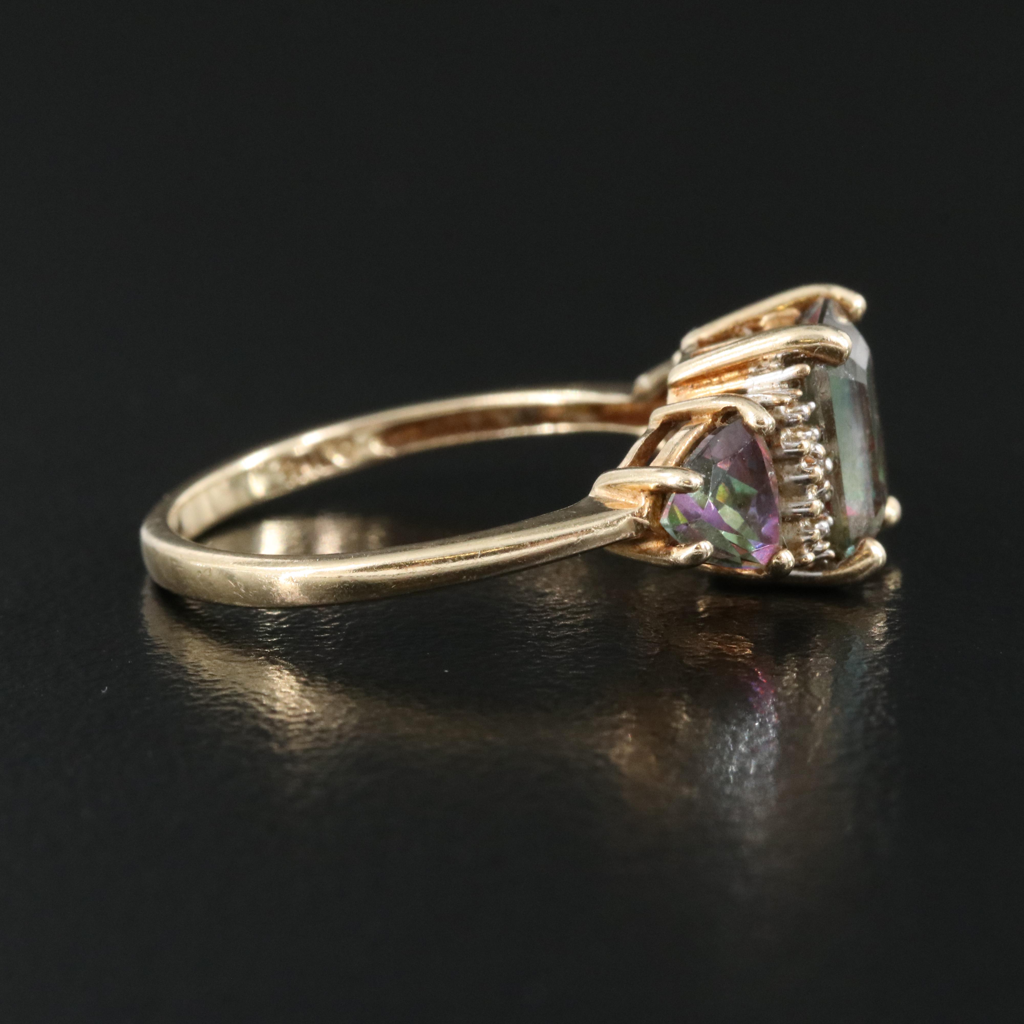 10K Mystic Topaz and Diamond Ring