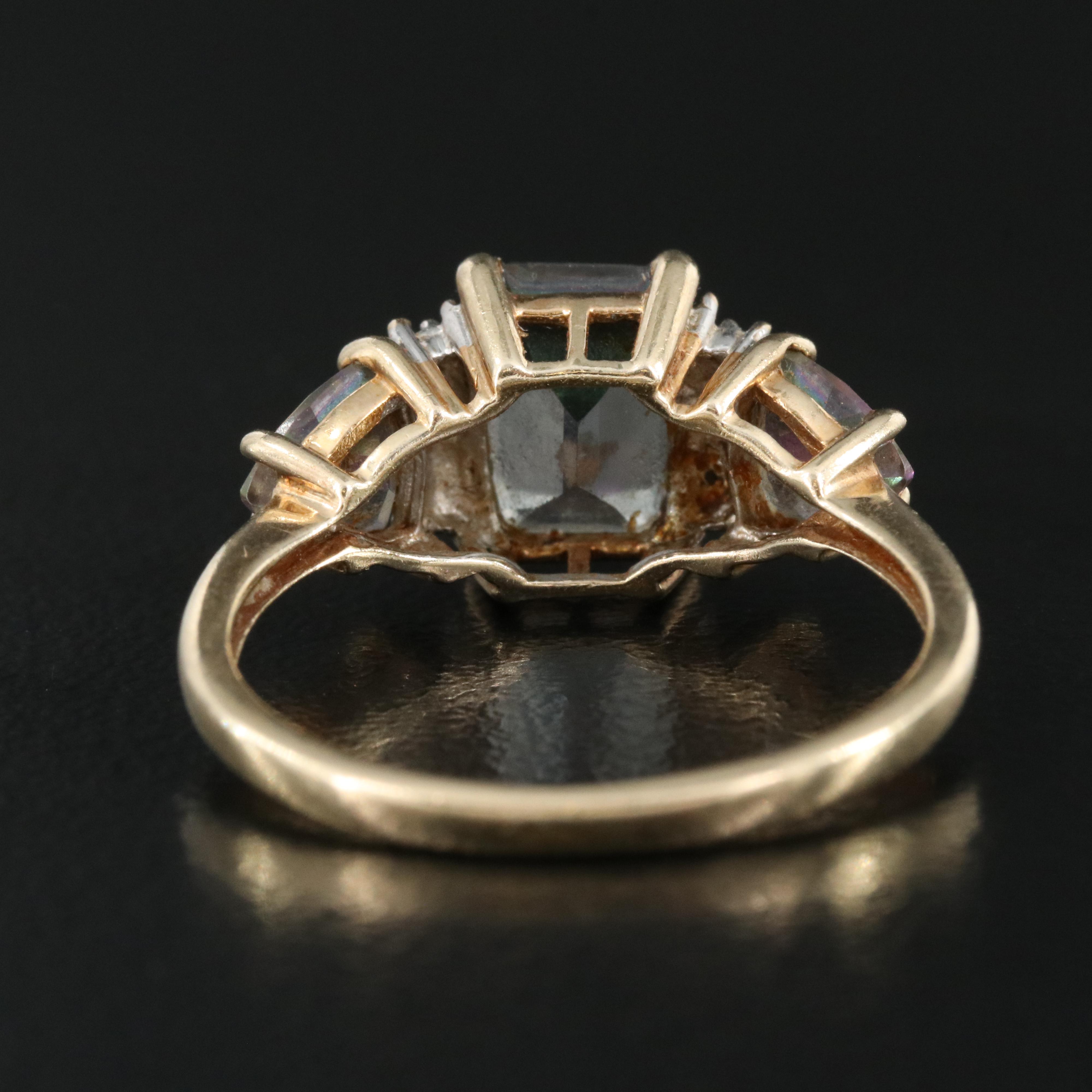 10K Mystic Topaz and Diamond Ring