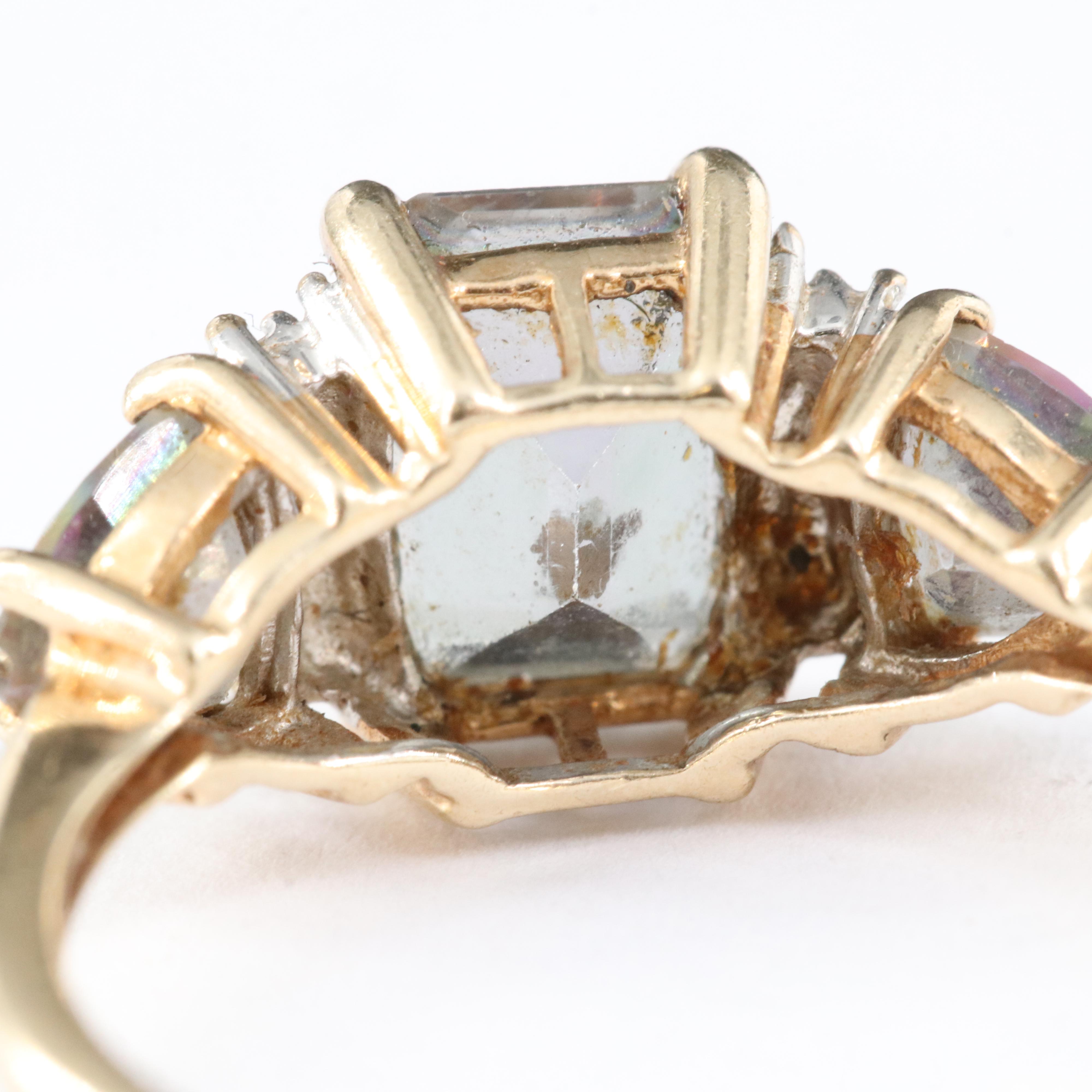 10K Mystic Topaz and Diamond Ring